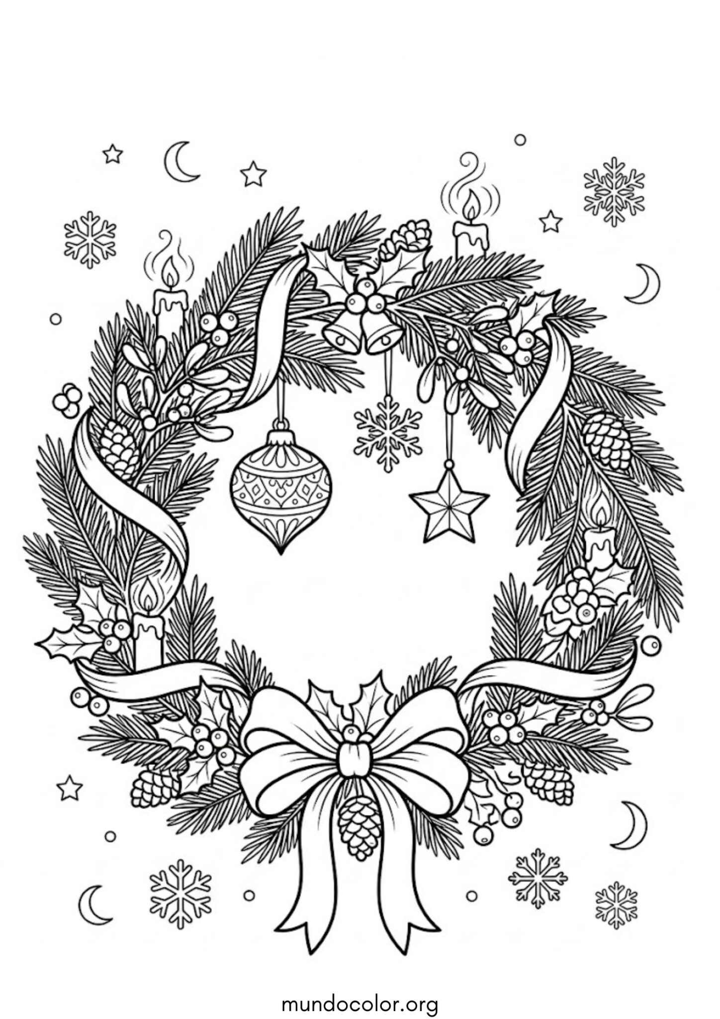 Dibujo de Corona de Navidad para colorear