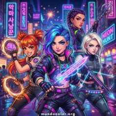 Dibujos de las Guerreras Kpop para Colorear – Gratis PDF y A4