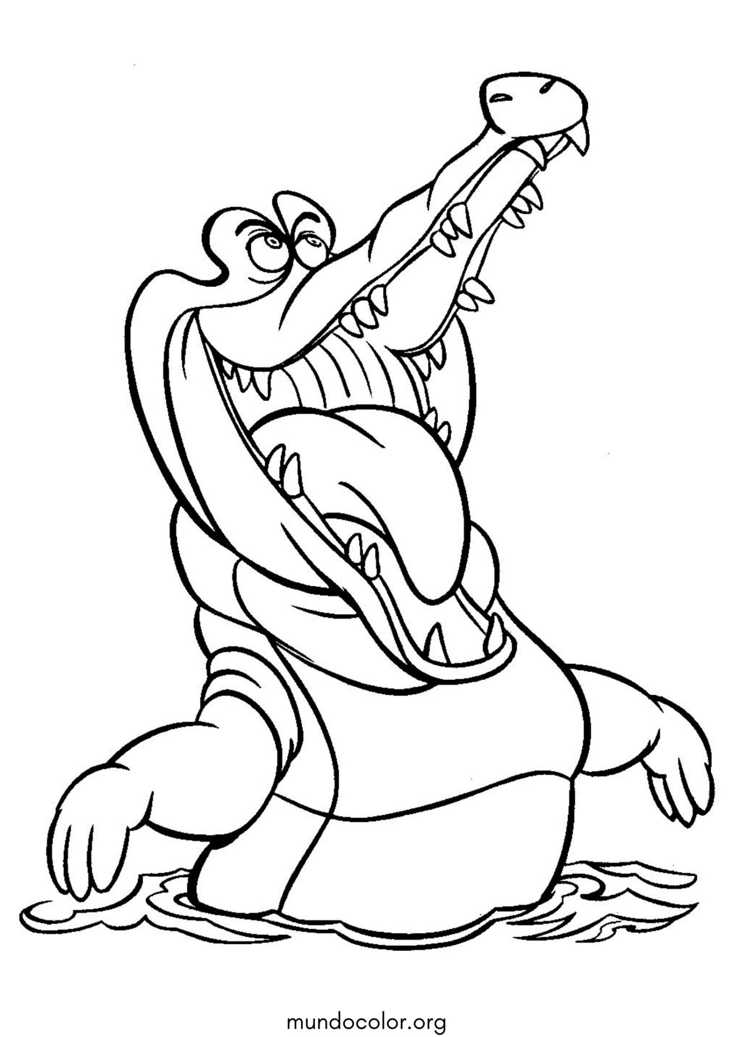 Dibujo de El Cocodrilo Tic Tac (Peter Pan) para colorear