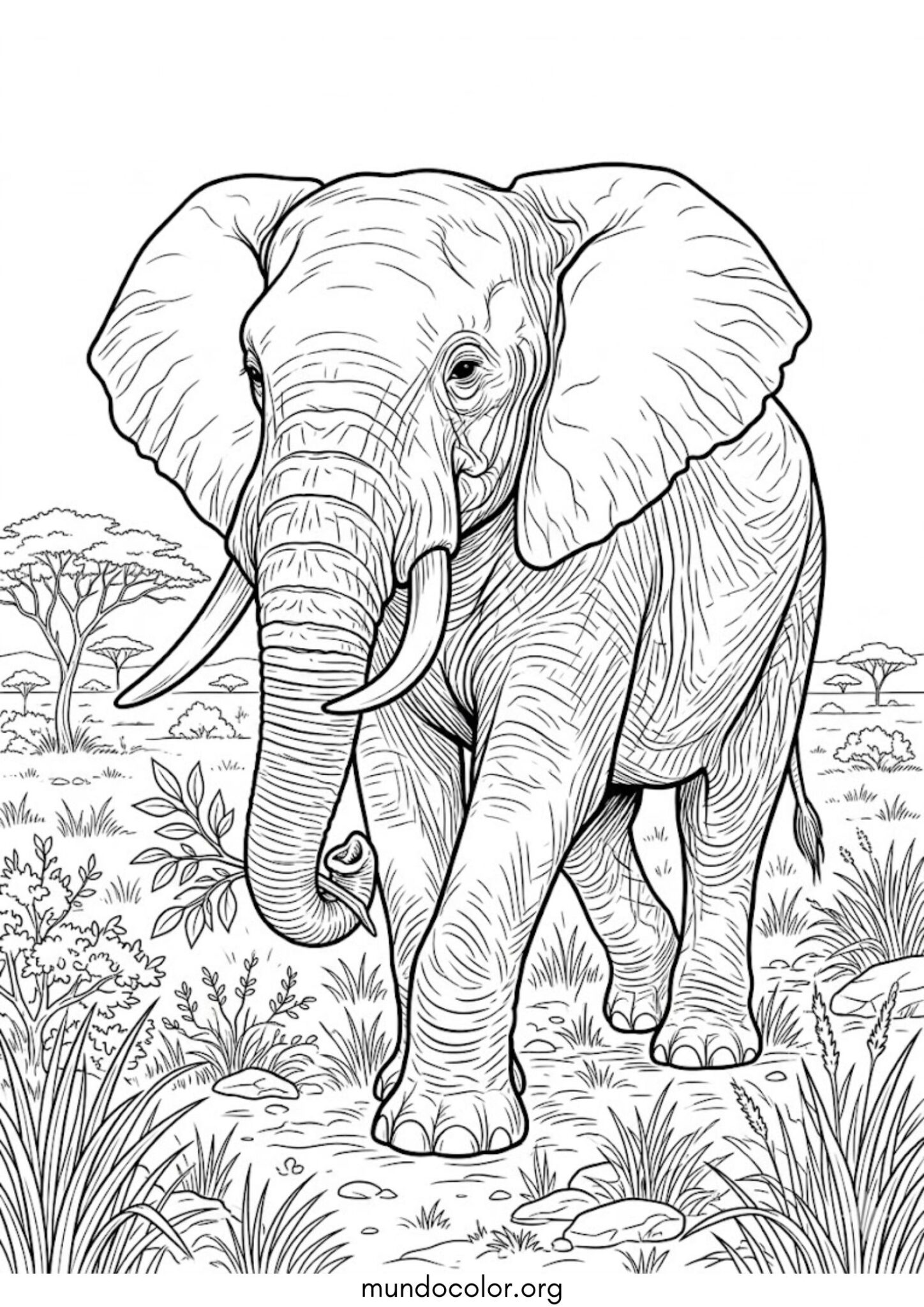 Dibujo de Elefante africano para imprimir Dibujo de Elefante africano para colorear