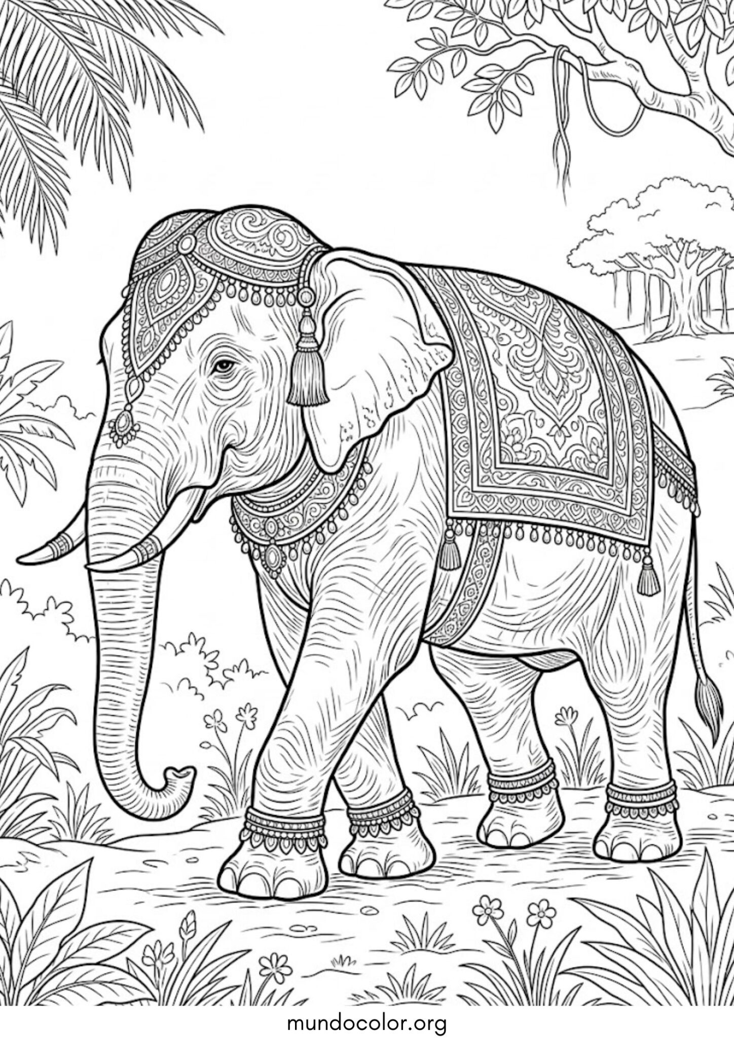 Dibujo de Elefante indio para imprimir Dibujo de Elefante indio para colorear