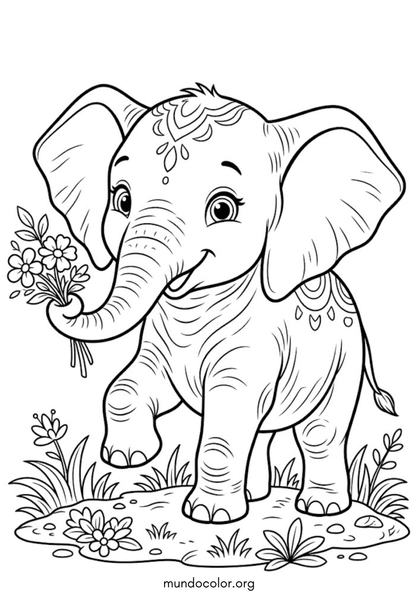 Dibujo de Elefantito tierno para imprimir Dibujo de Elefantito tierno para colorear