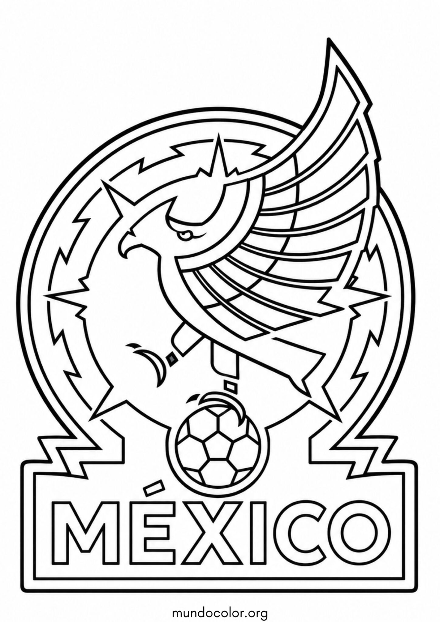 Dibujo de Escudo de la selección de México para colorear