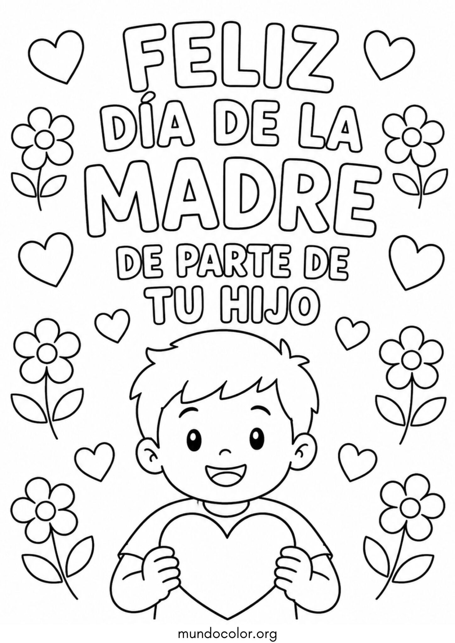 Dibujo de Feliz Día de la Madre de parte de tu hijo para colorear