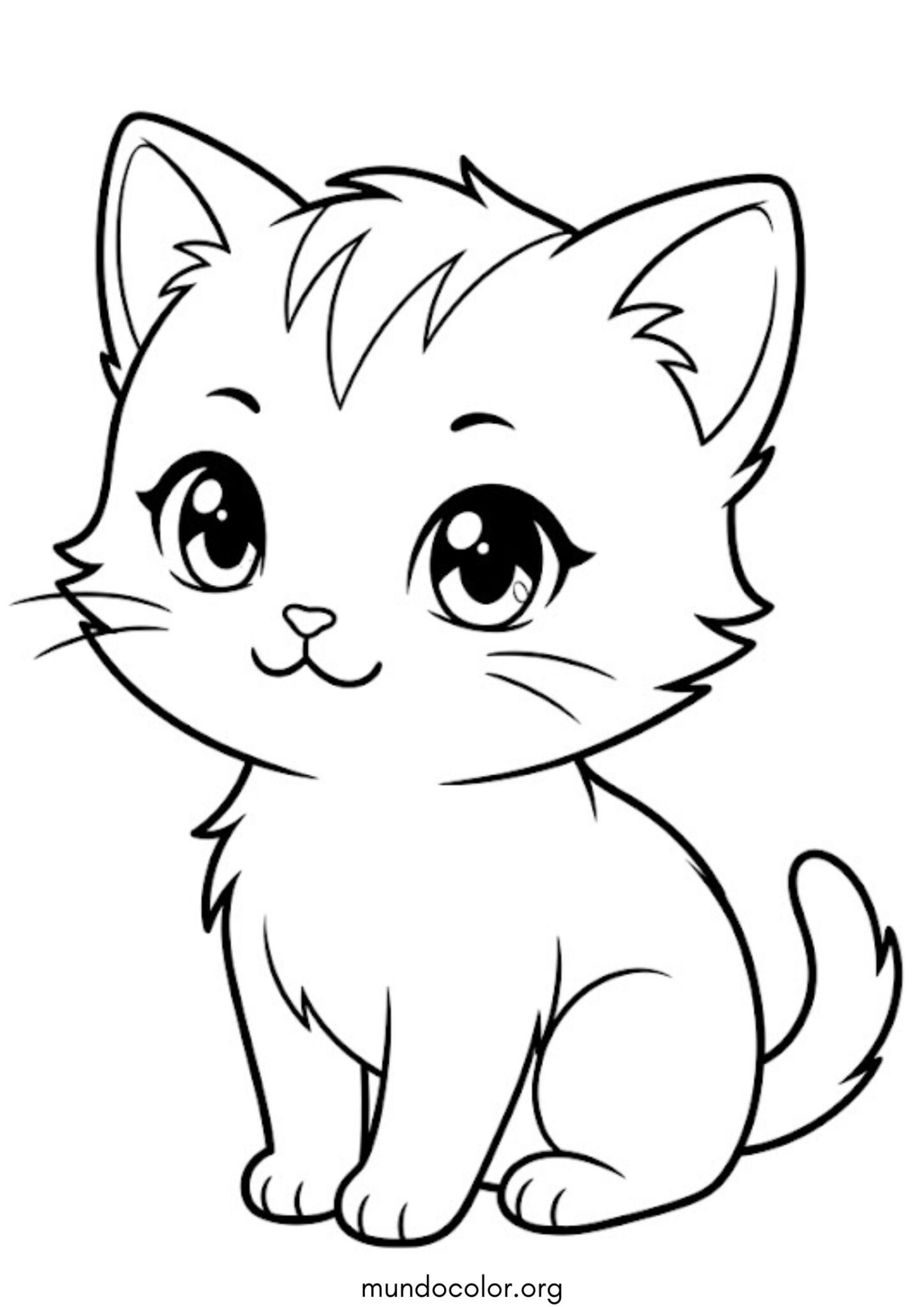 Dibujo de Gatito de anime tierno para colorear