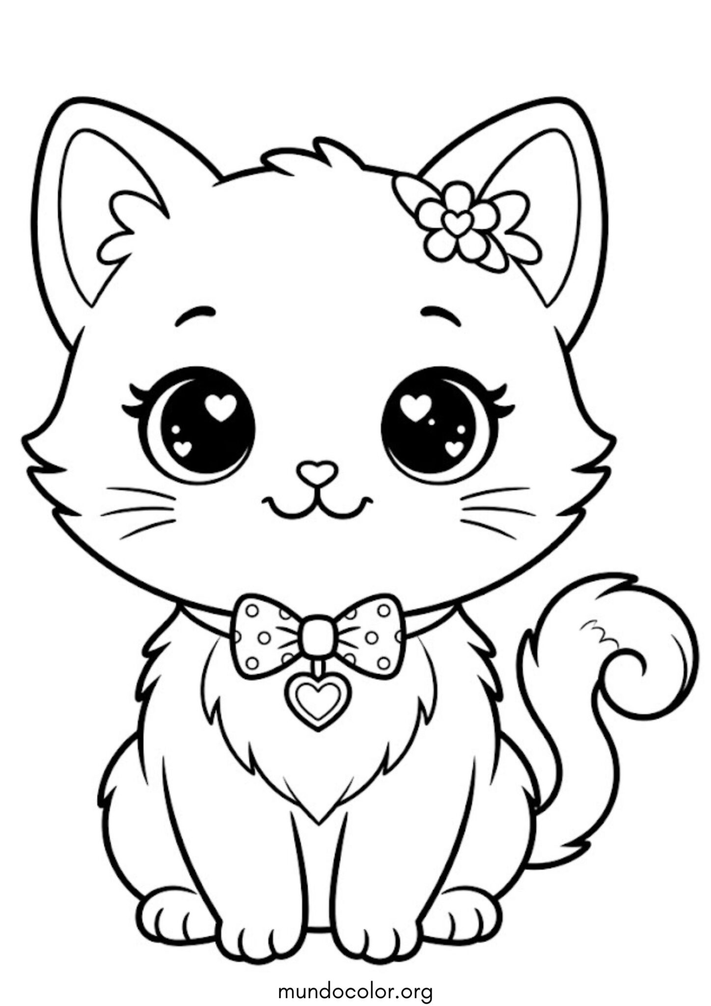 Dibujo de Gatito kawaii para colorear