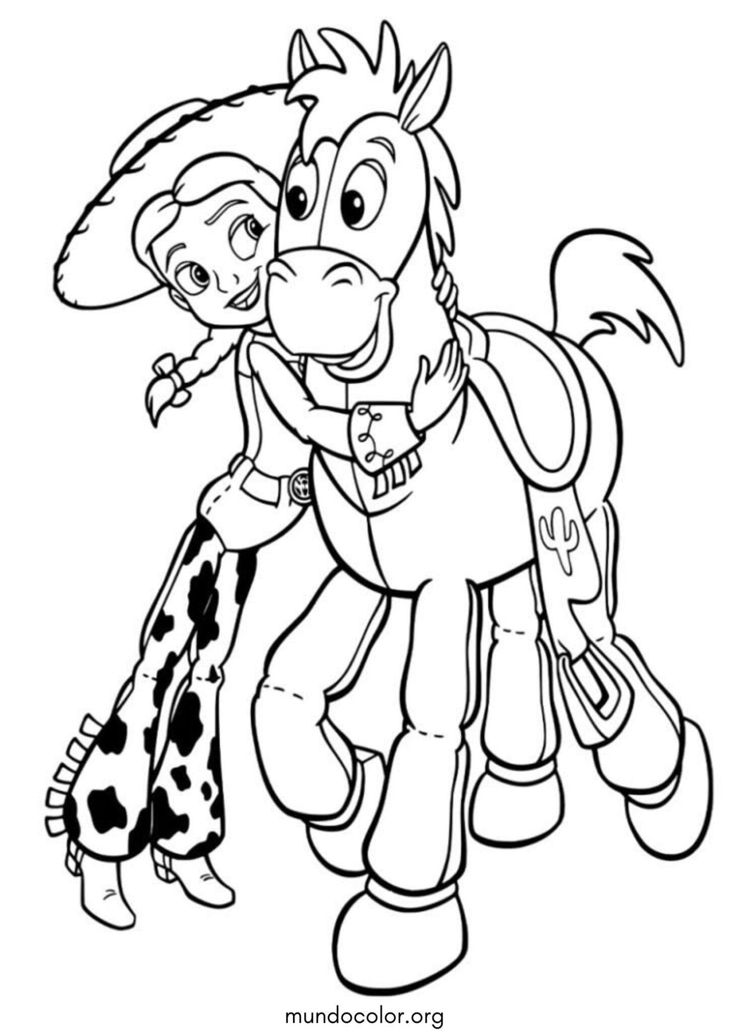 Dibujo de Jessie y el caballo Perdigón (Toy Story) para colorear