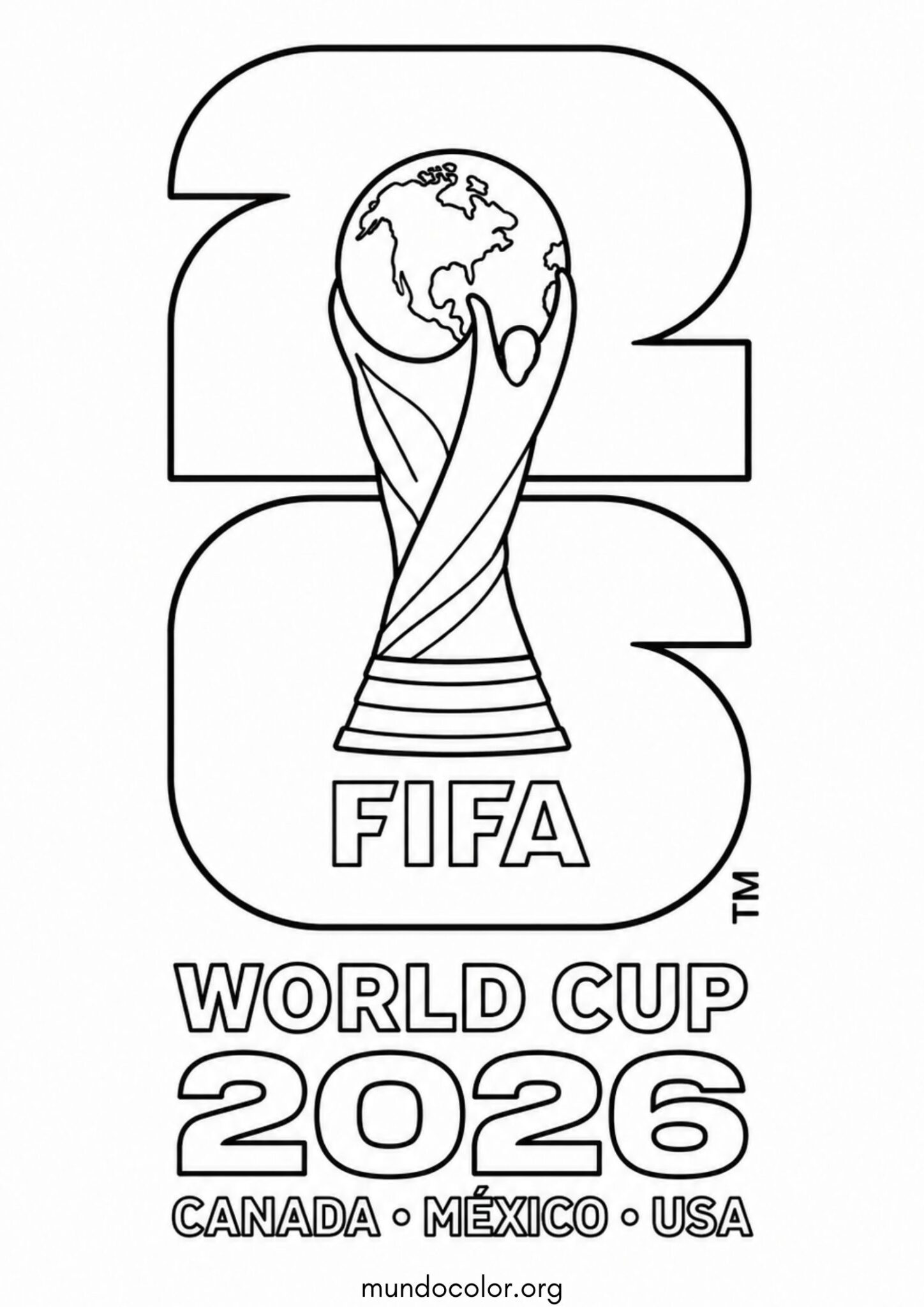 Dibujo de Logotipo del Mundial 2026 para imprimir Dibujo de Logotipo del Mundial 2026 para colorear