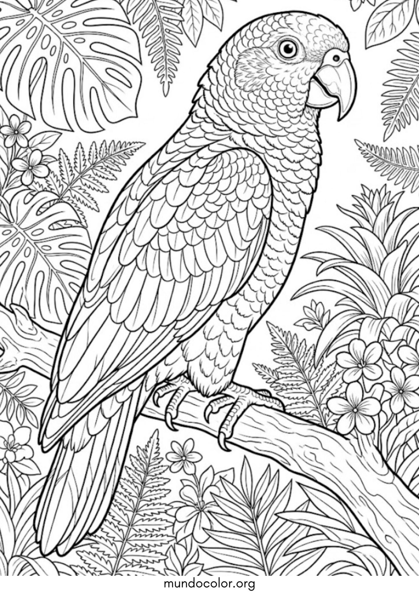 Dibujo de Loro de frente azul para colorear