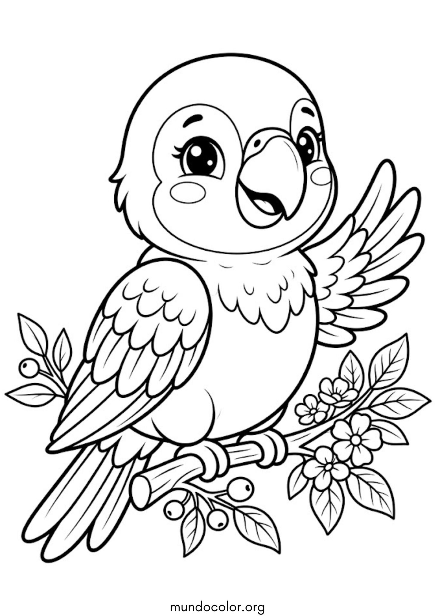 Dibujo de Loro tierno para colorear