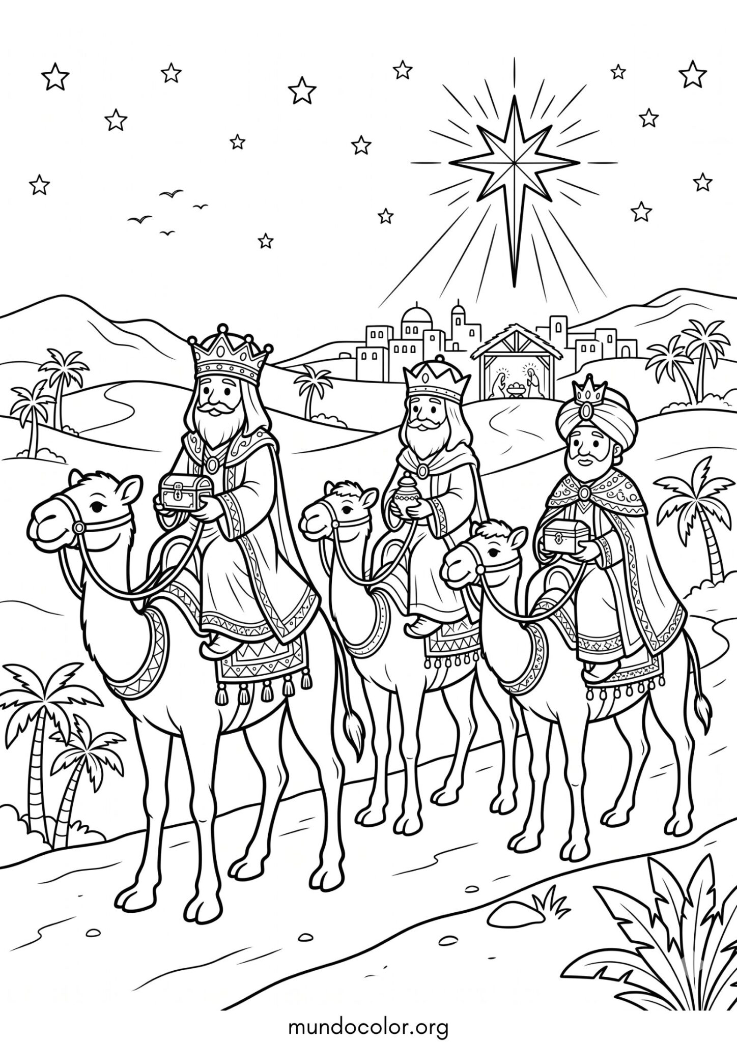 Dibujo de Los Reyes Magos para colorear