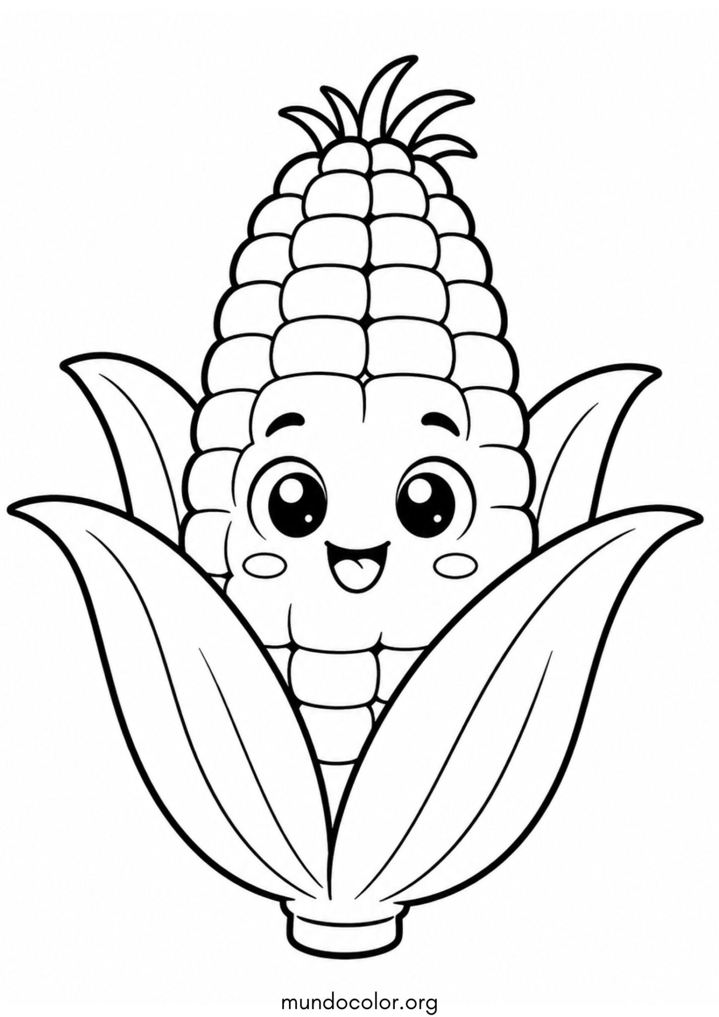 Dibujo de Maíz kawaii 🌽 para colorear