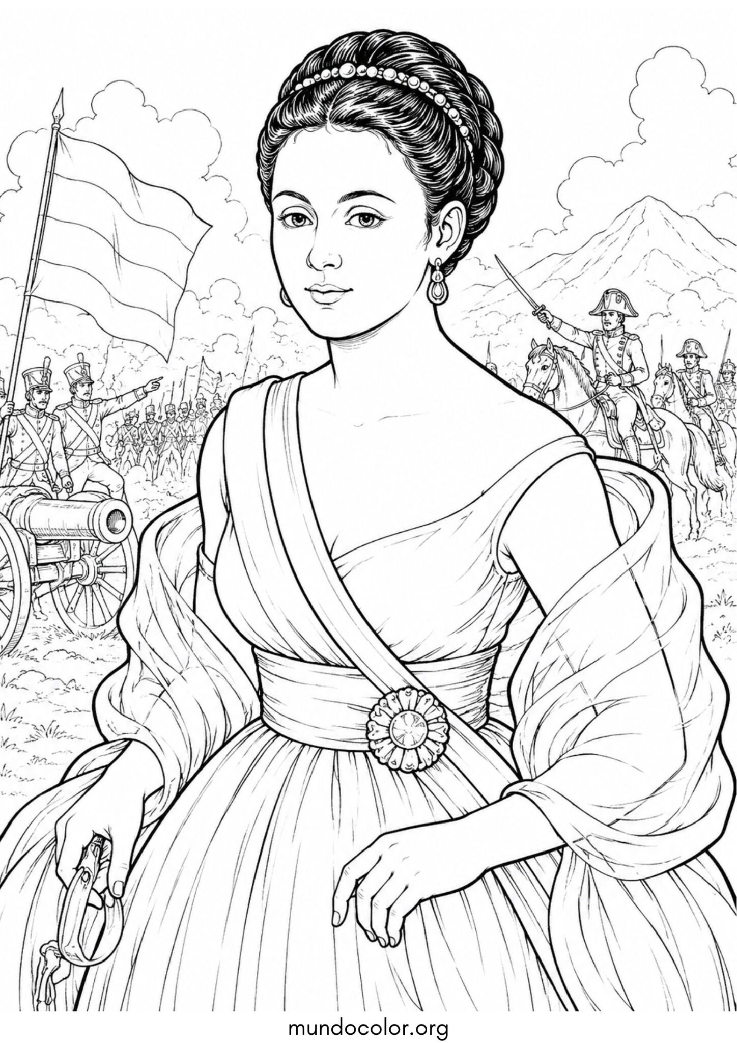 Dibujo de Manuela Sáenz para colorear