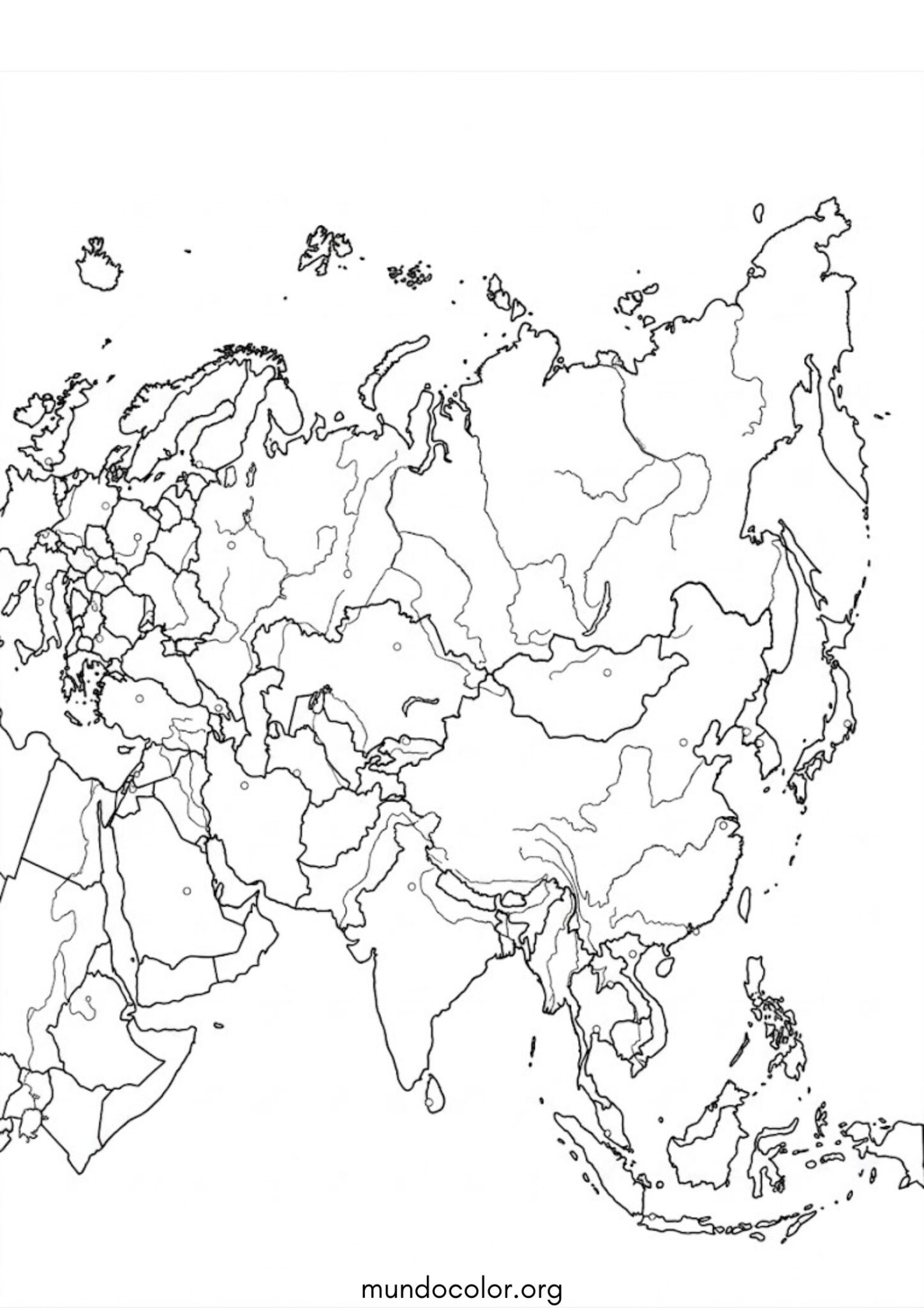 Dibujo de Mapa de Eurasia para imprimir Dibujo de Mapa de Eurasia para colorear