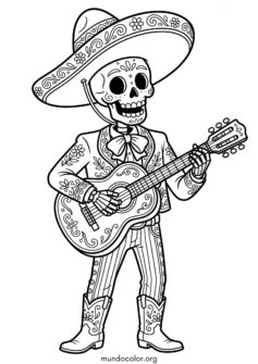 Mariachi esqueleto tocando la guitarra