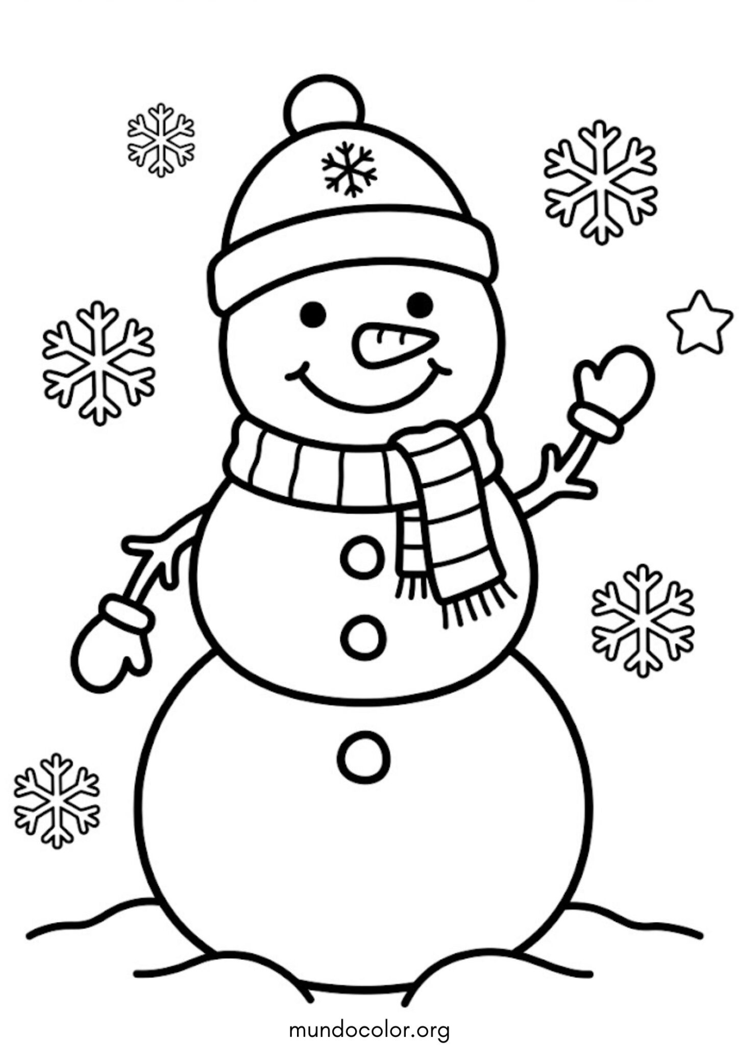 Dibujo de Muñeco de nieve fácil para niños pequeños para imprimir Dibujo de Muñeco de nieve fácil para niños pequeños para colorear