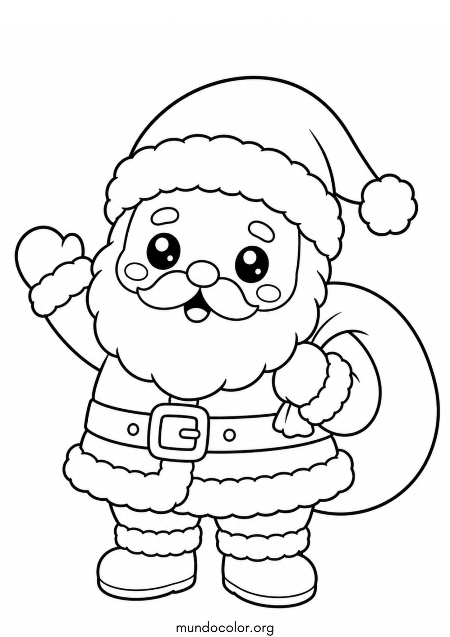 Dibujo de Papá Noel kawaii para imprimir Dibujo de Papá Noel kawaii para colorear