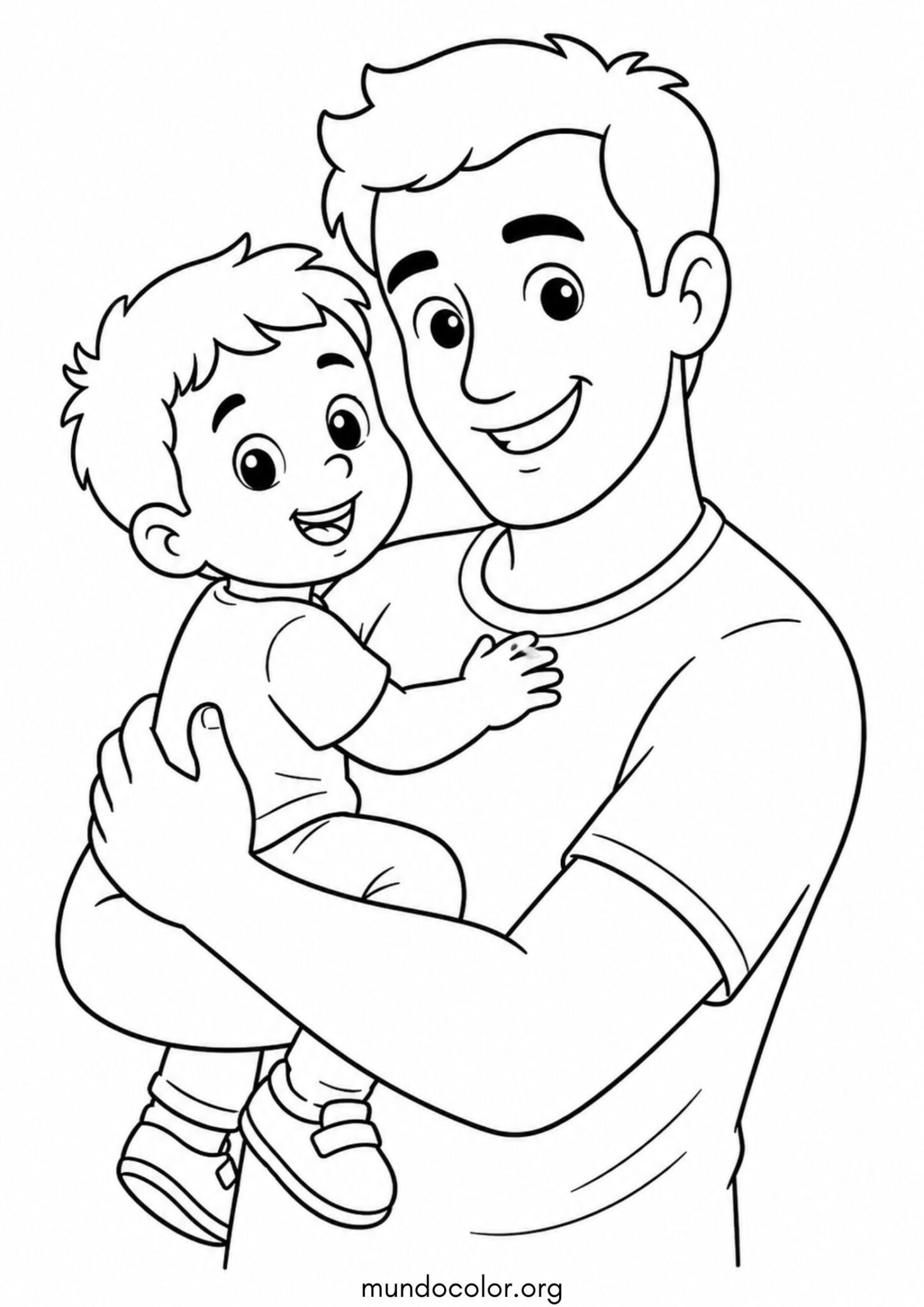 Dibujo de Papá con su hijo para colorear