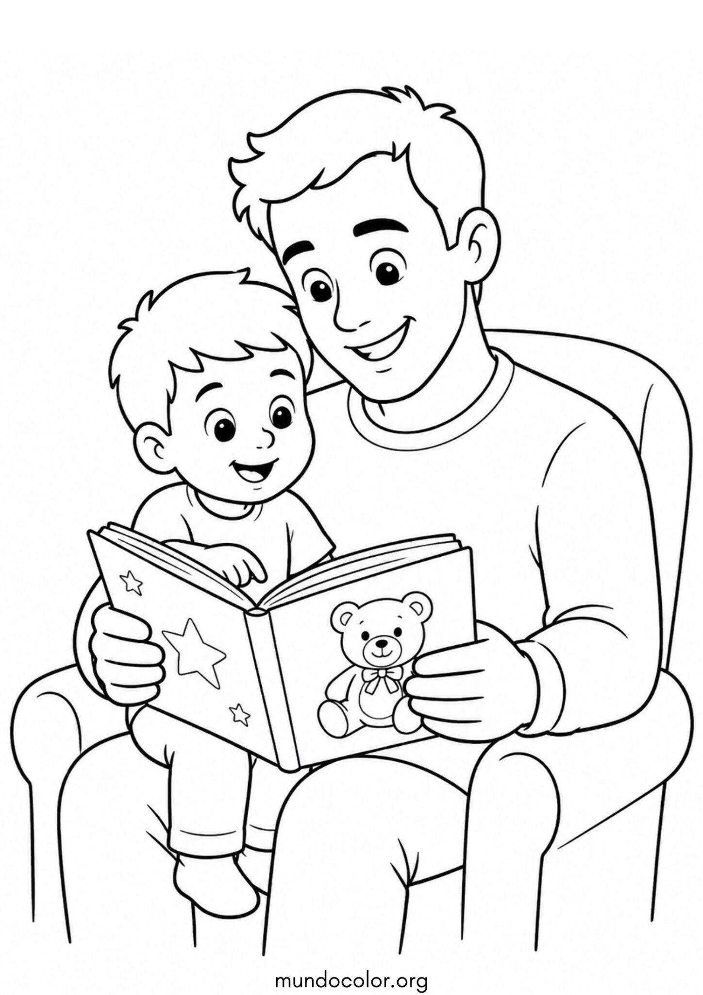 Dibujo de Papá leyendo para colorear
