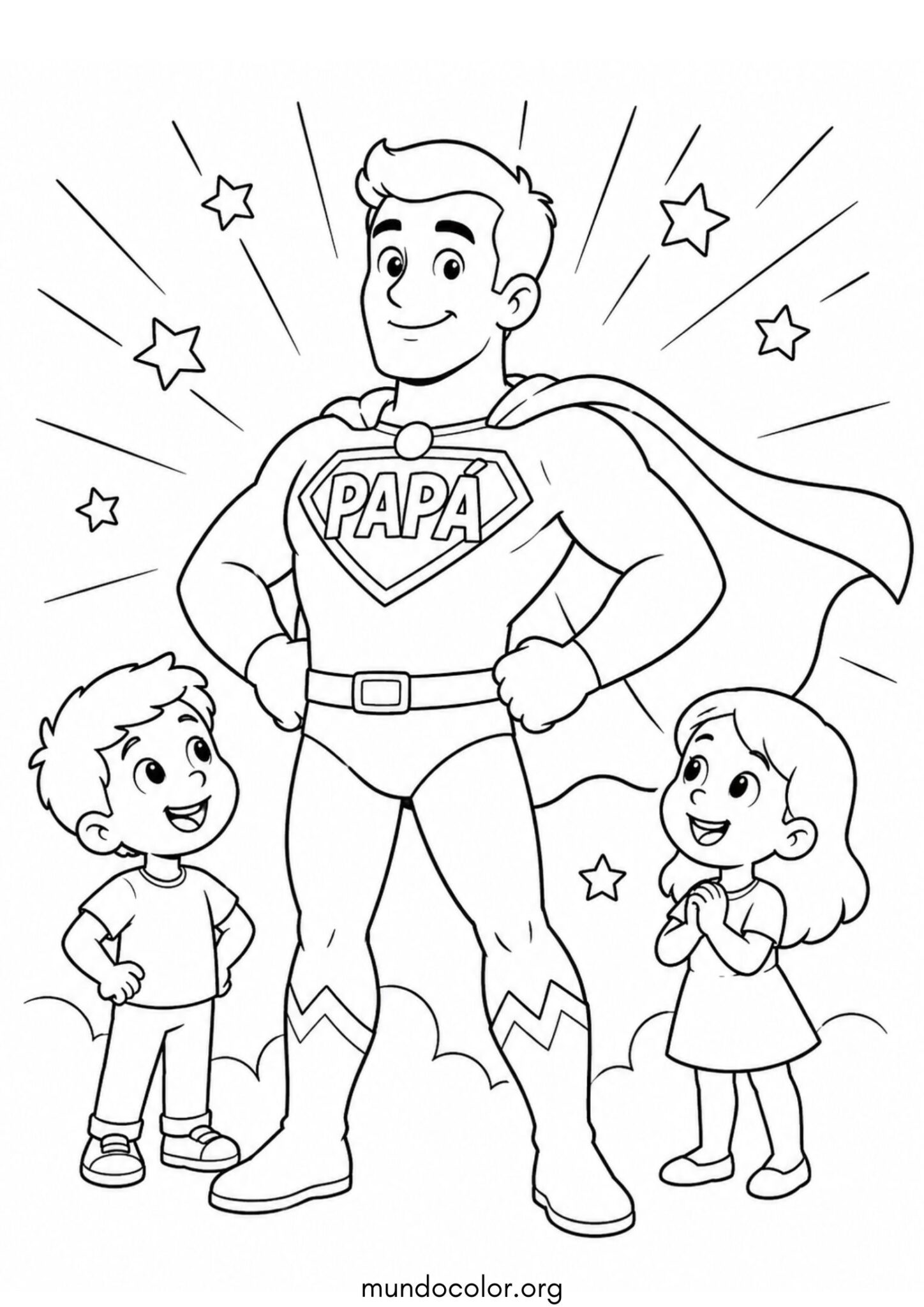 Dibujo de Papá superhéroe para colorear