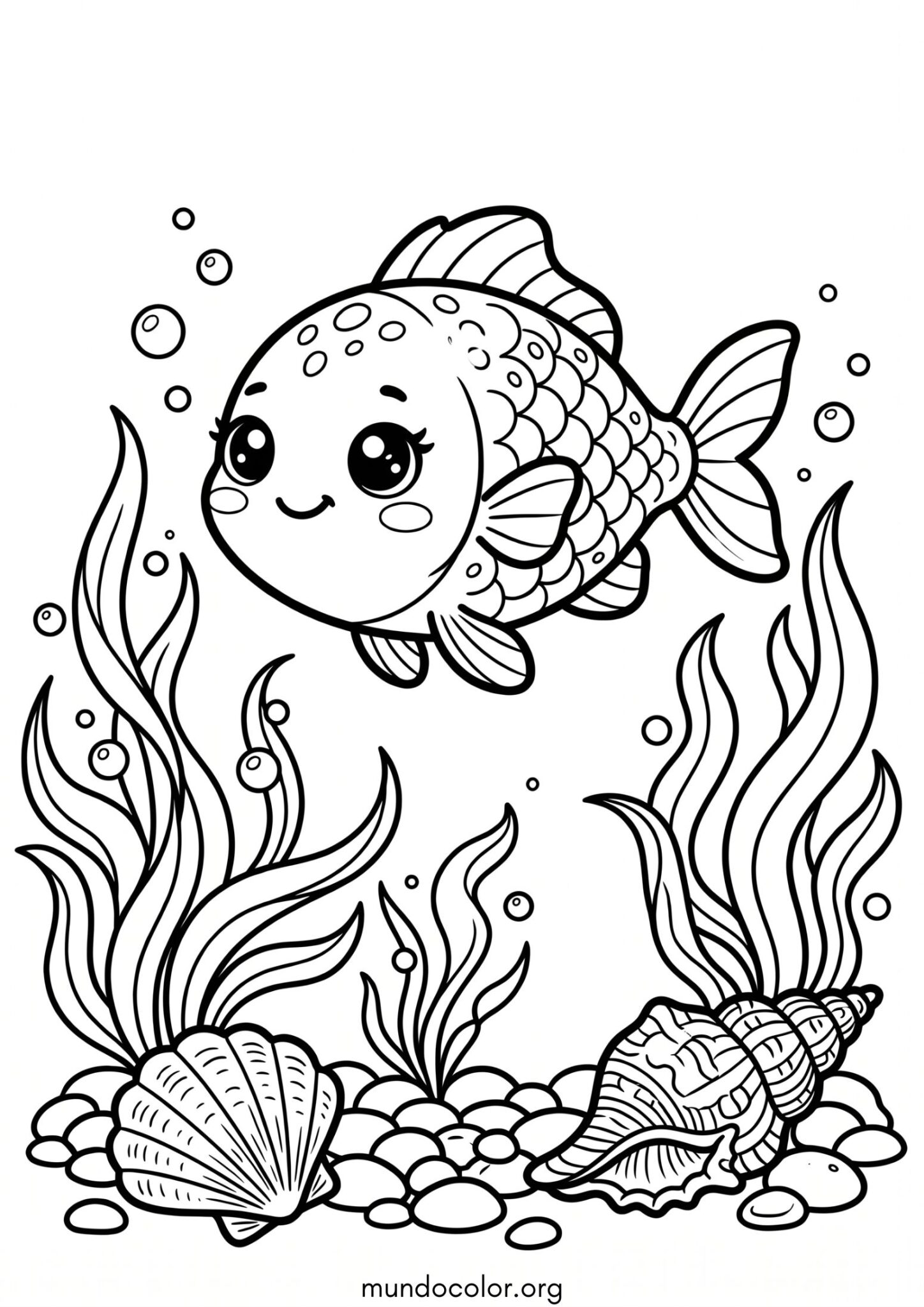 Dibujo de Pez kawaii para colorear