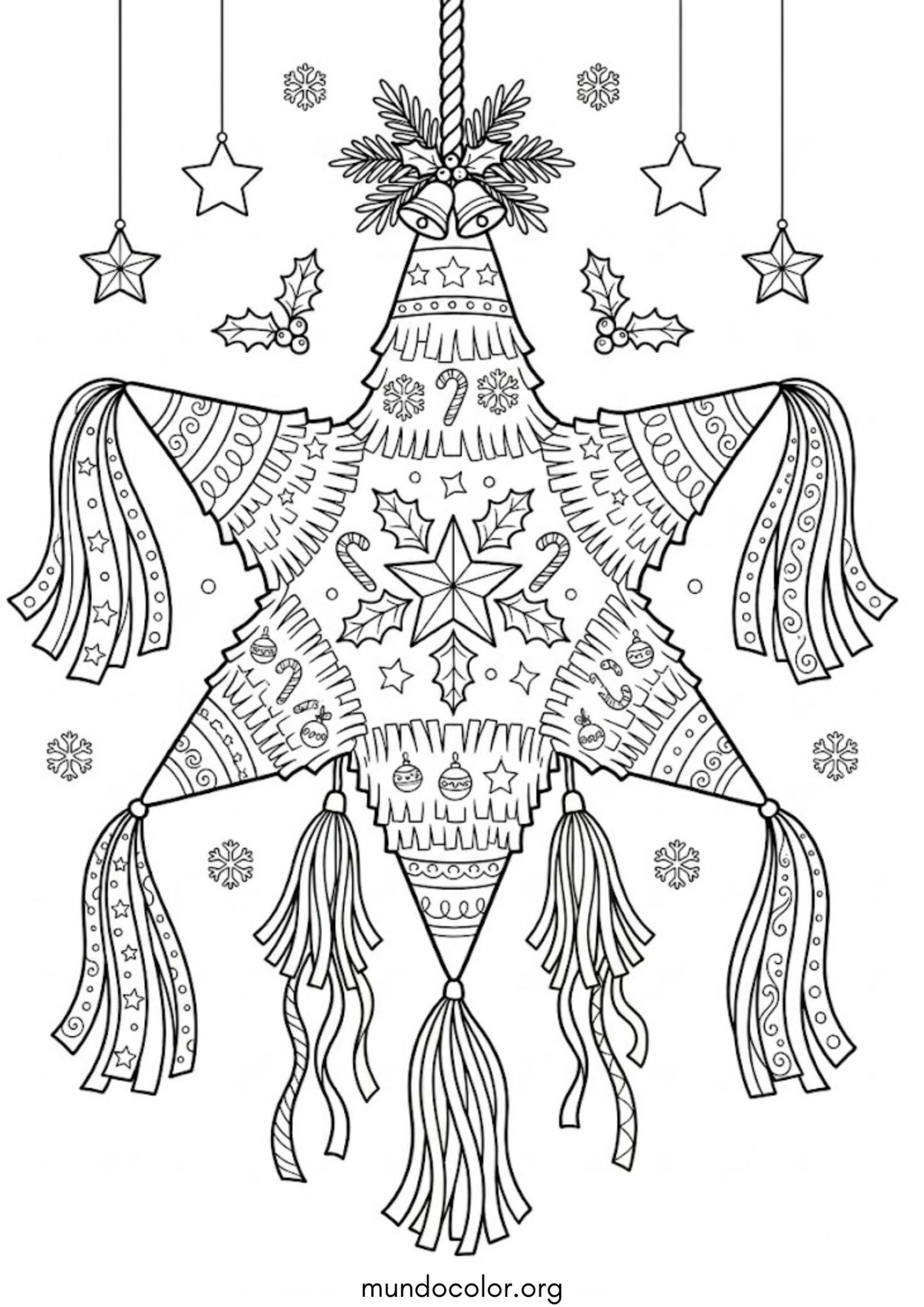 Dibujo de Piñata navideña para colorear