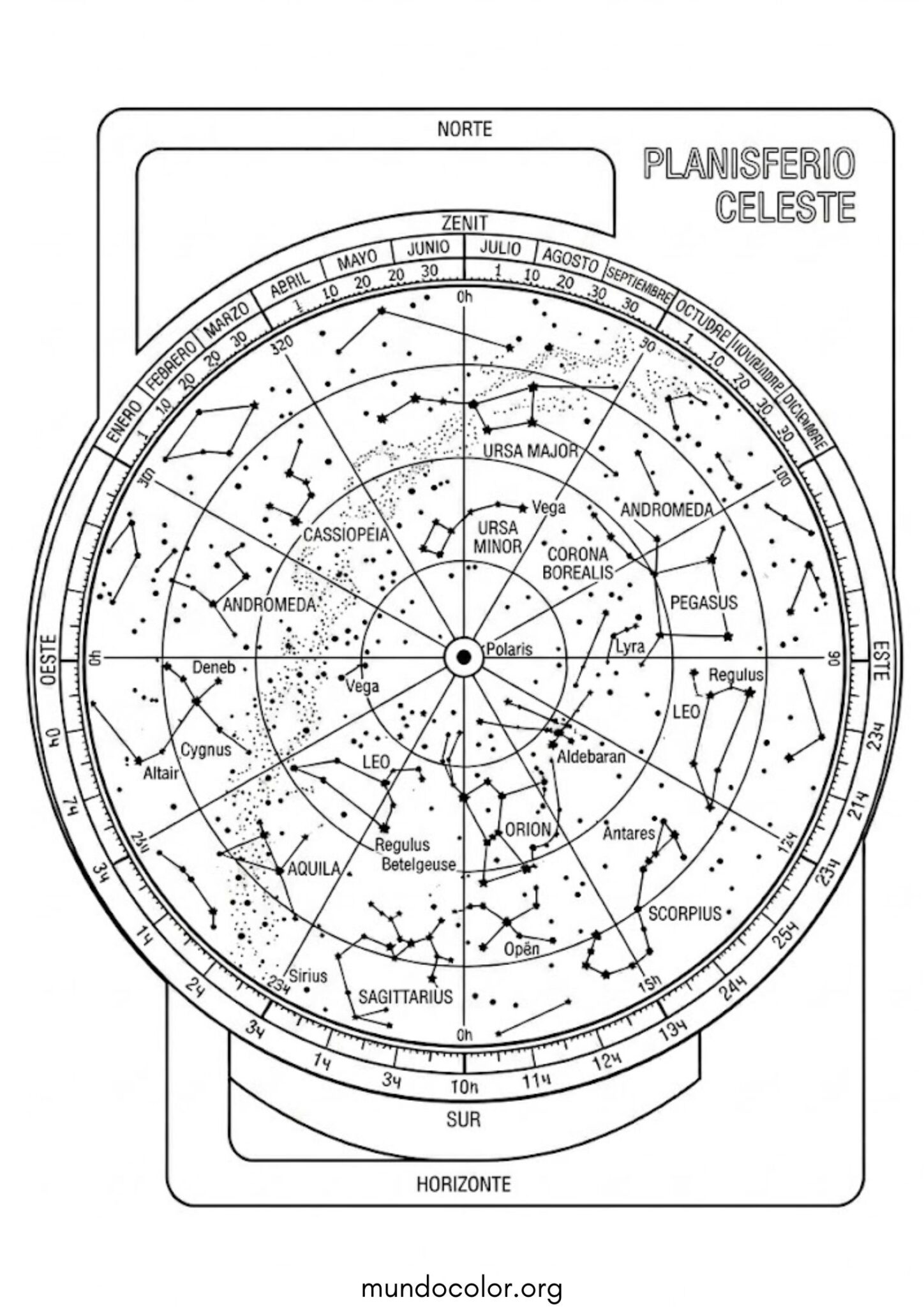 Dibujo de Planisferio para imprimir Dibujo de Planisferio para colorear