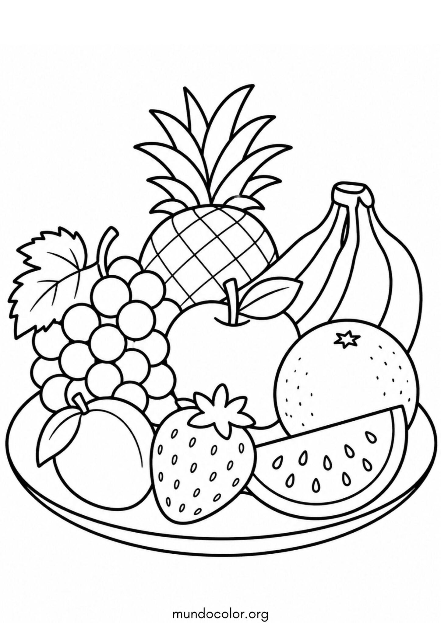 Dibujo de Plato de frutas para colorear
