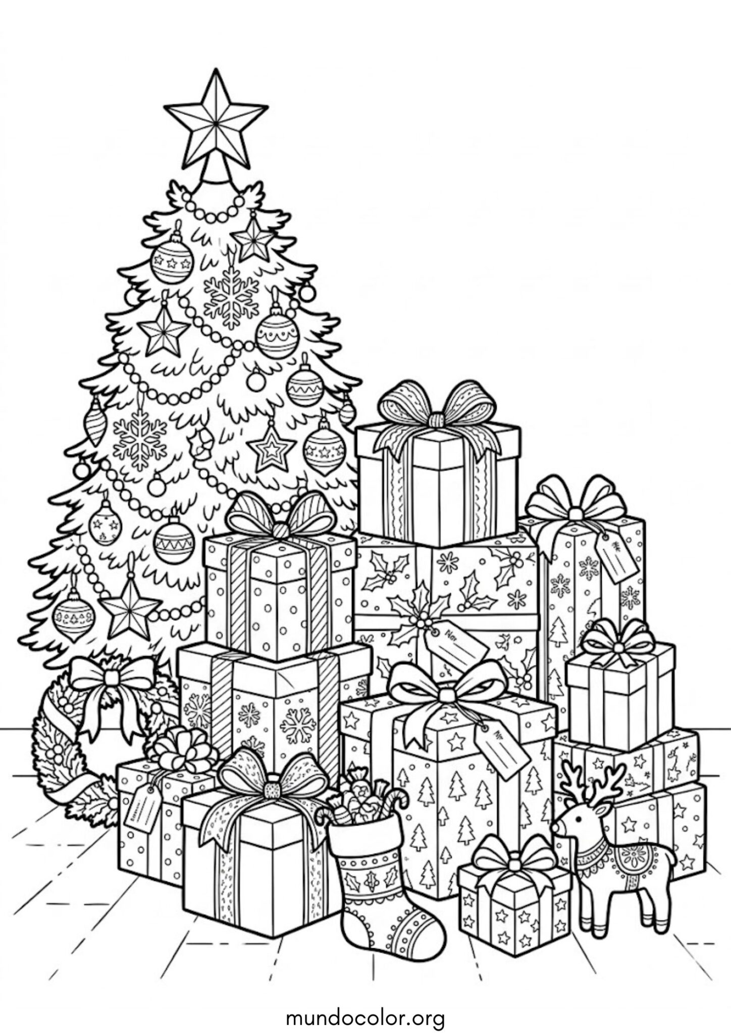 Dibujo de Regalos de Navidad para colorear