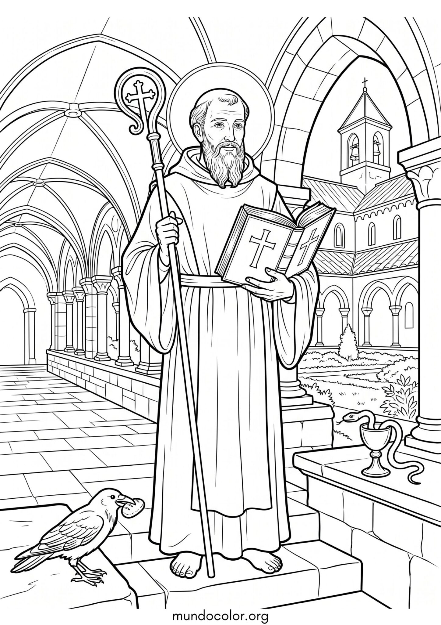 Dibujo de San Benito para imprimir Dibujo de San Benito para colorear