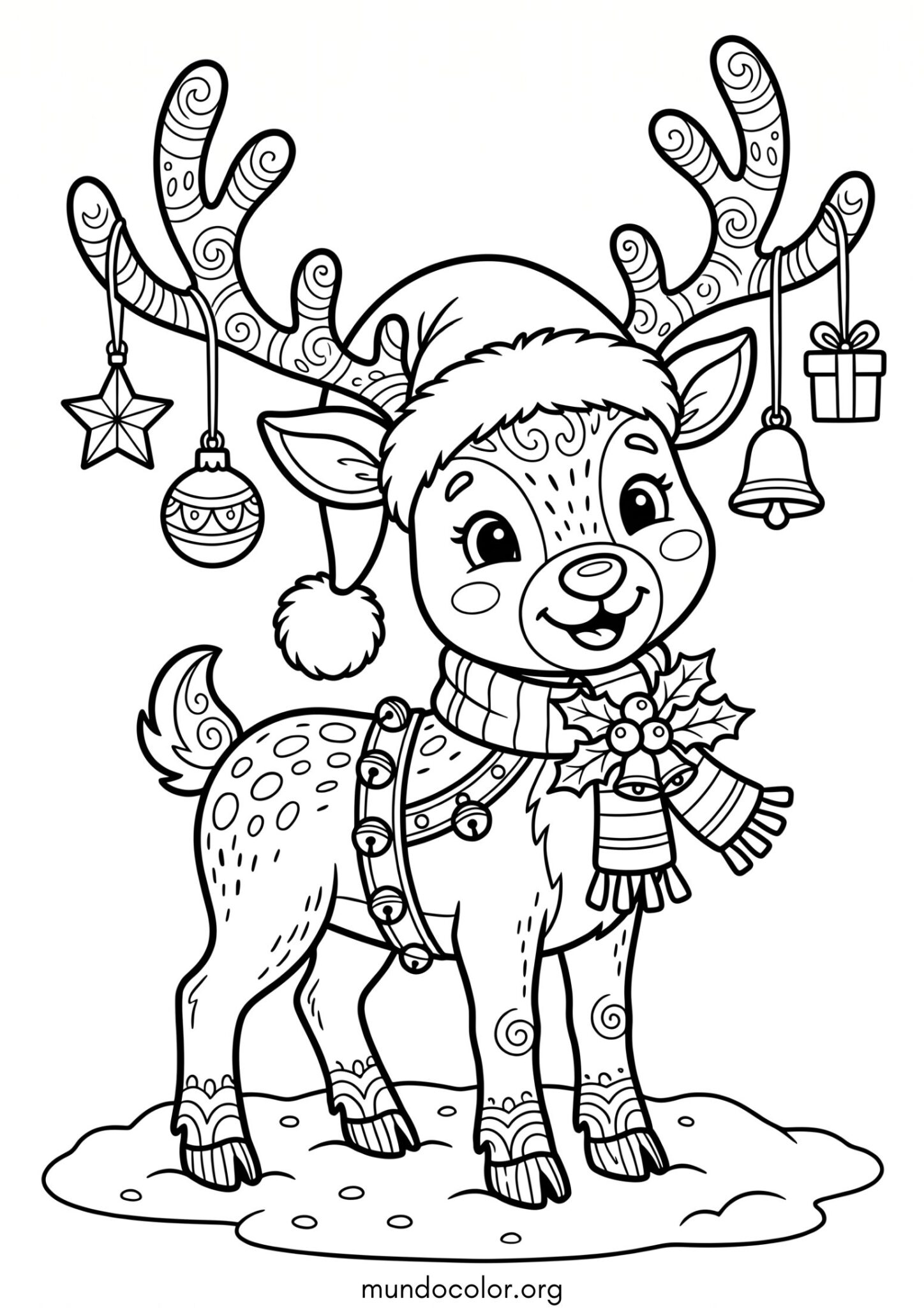 Dibujo de Santa Claus Reno de Navidad para colorear