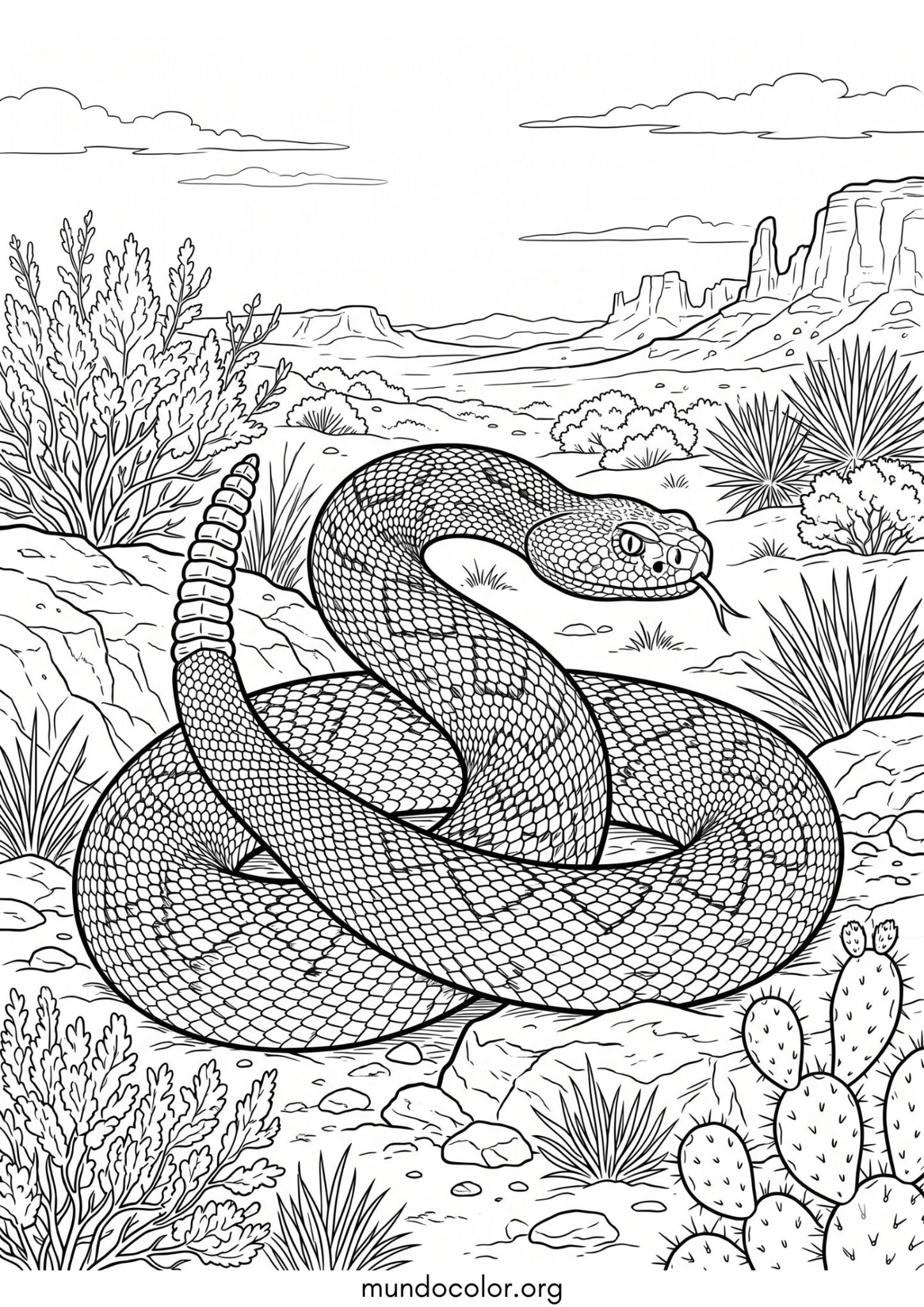 Dibujo de Serpiente cascabel para colorear