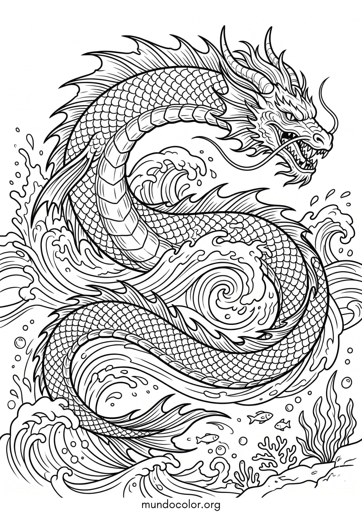 Dibujo de Serpiente marina para colorear