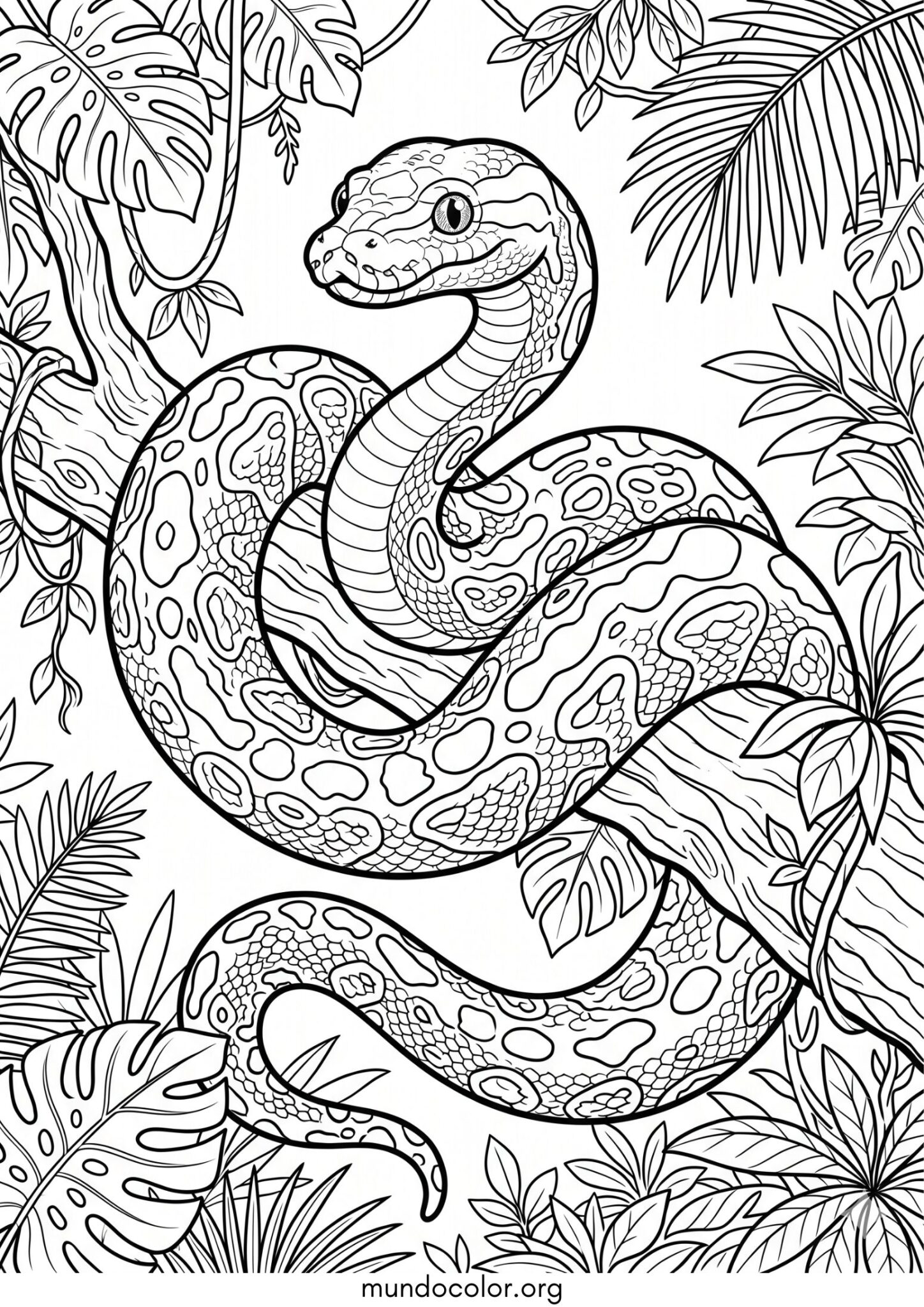 Dibujo de Serpiente pitón para colorear