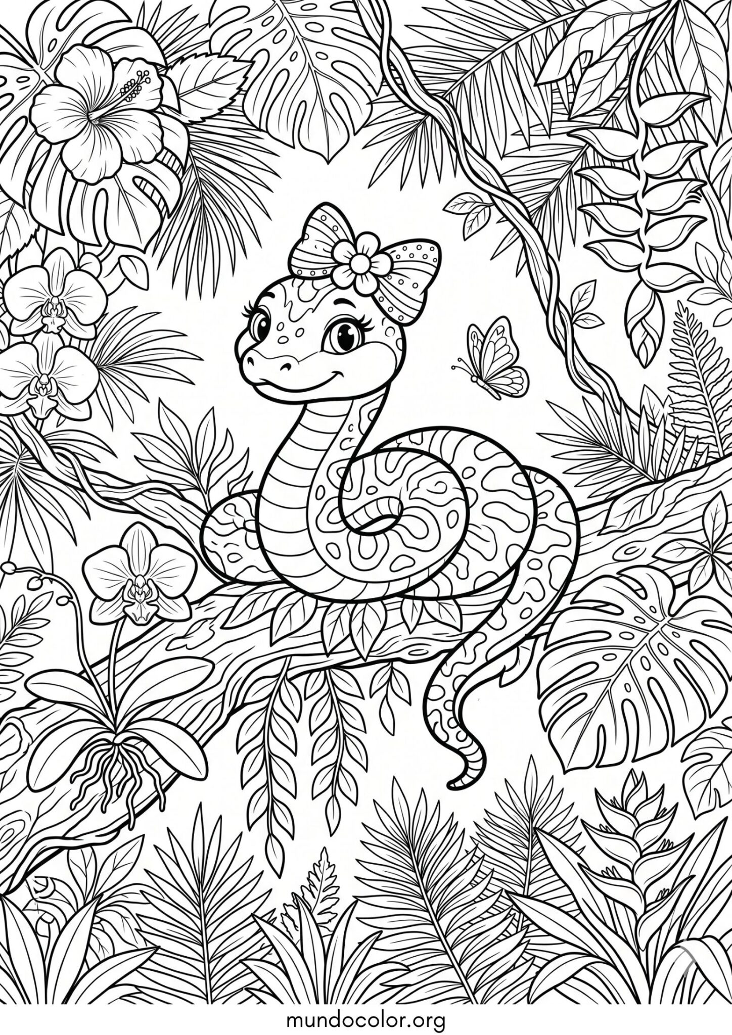 Dibujo de Serpiente tierna para colorear