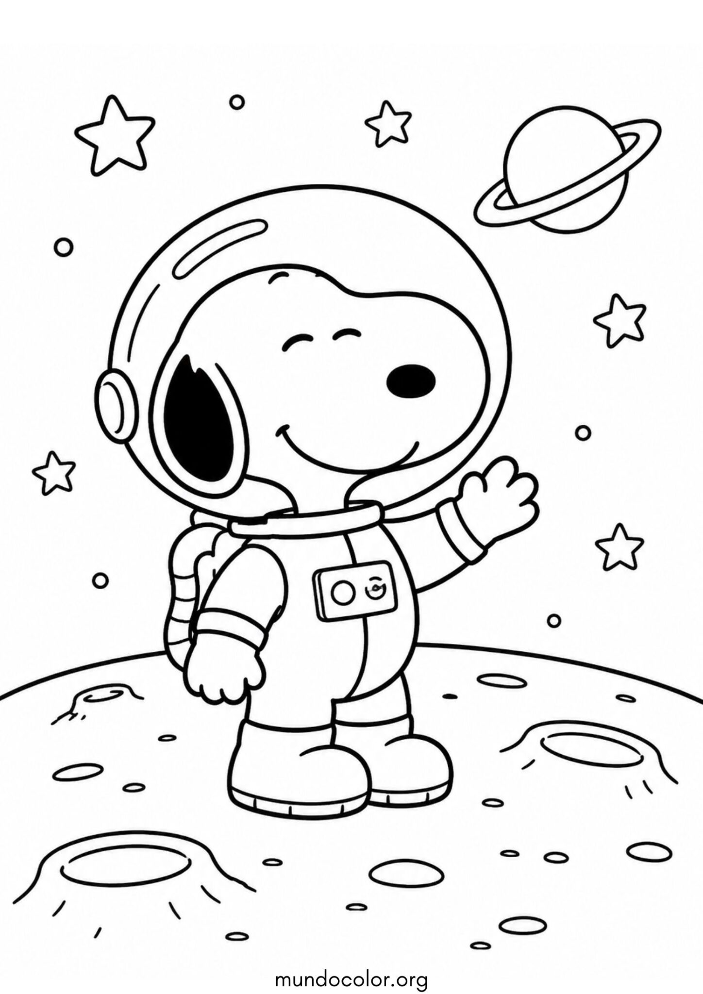 Dibujo de Snoopy astronauta para imprimir Dibujo de Snoopy astronauta para colorear