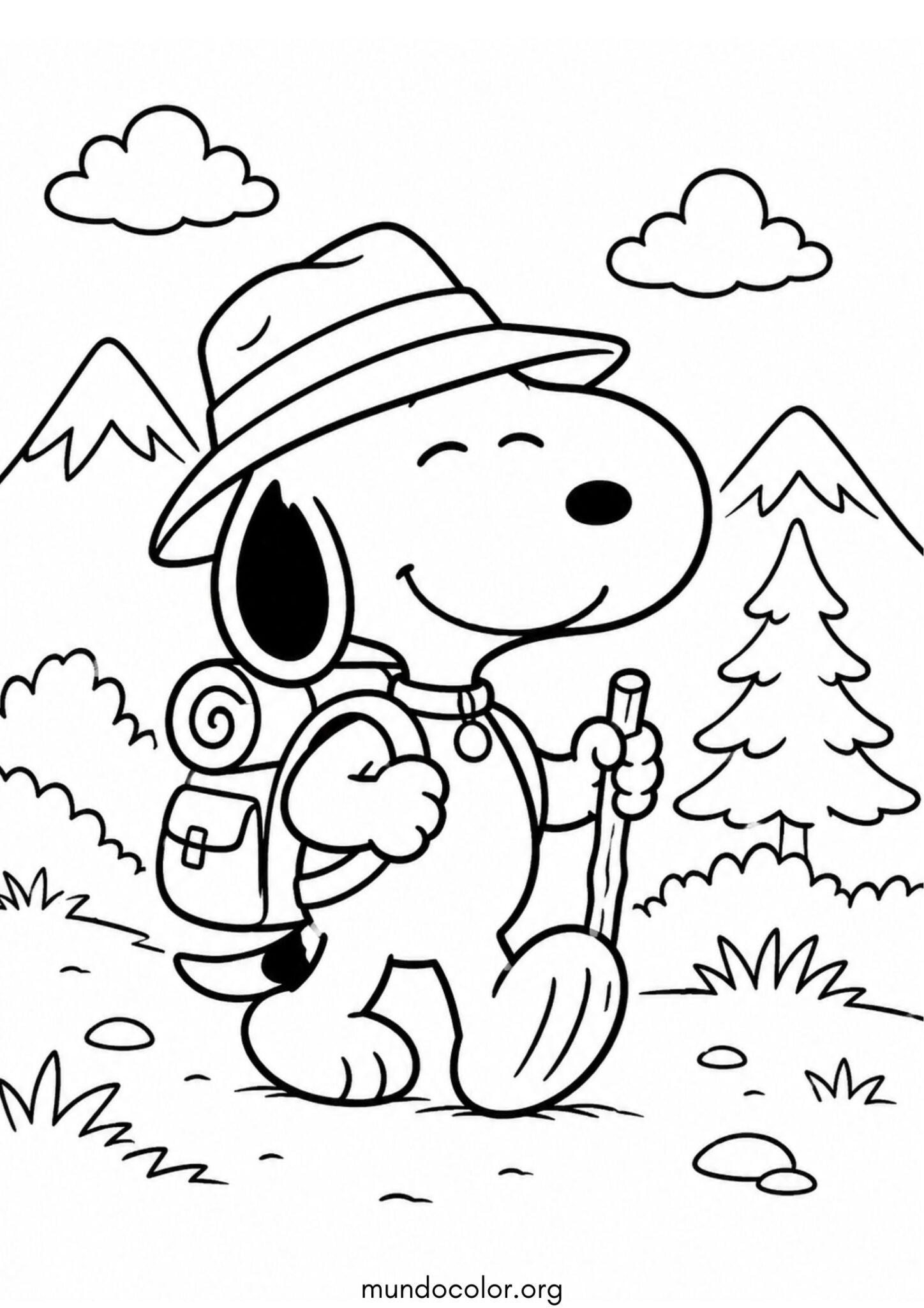 Dibujo de Snoopy de campamento para imprimir Dibujo de Snoopy de campamento para colorear