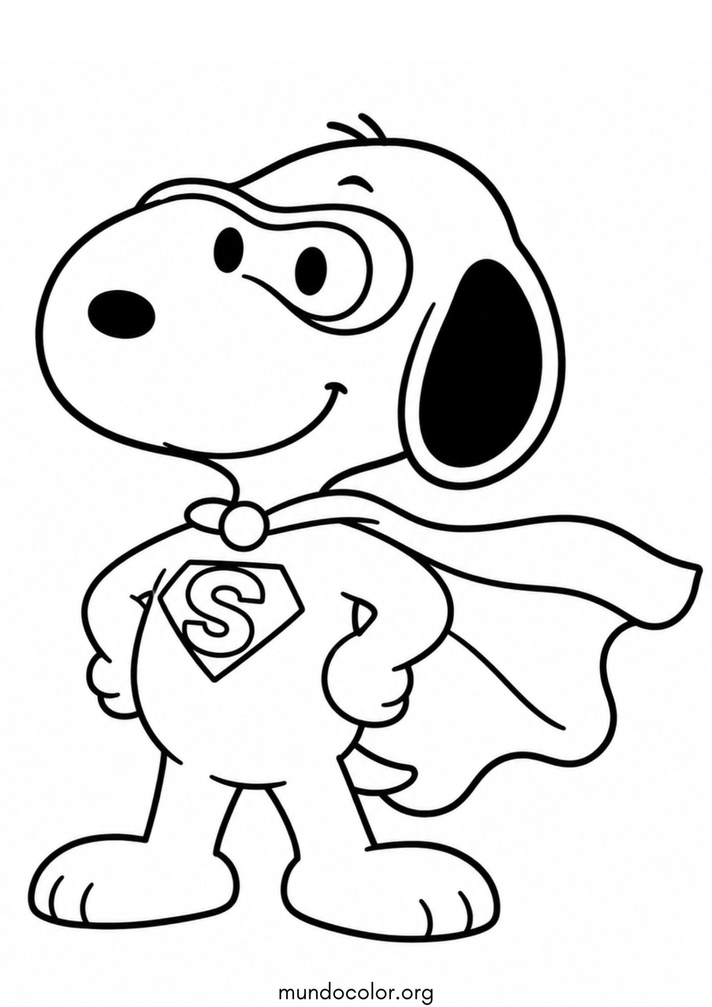 Dibujo de Snoopy superhéroe para colorear