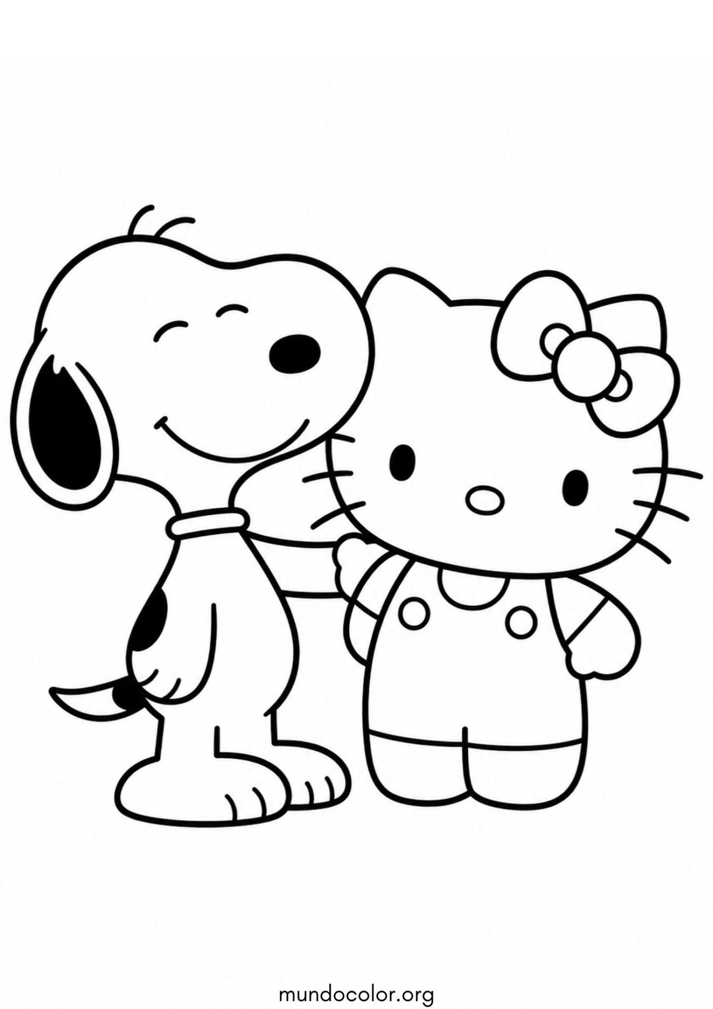 Dibujo de Snoopy y Hello Kitty para imprimir Dibujo de Snoopy y Hello Kitty para colorear