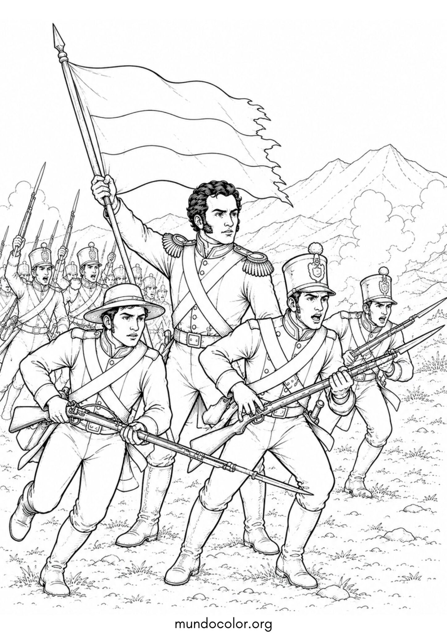 Dibujo de Soldados patriotas para colorear