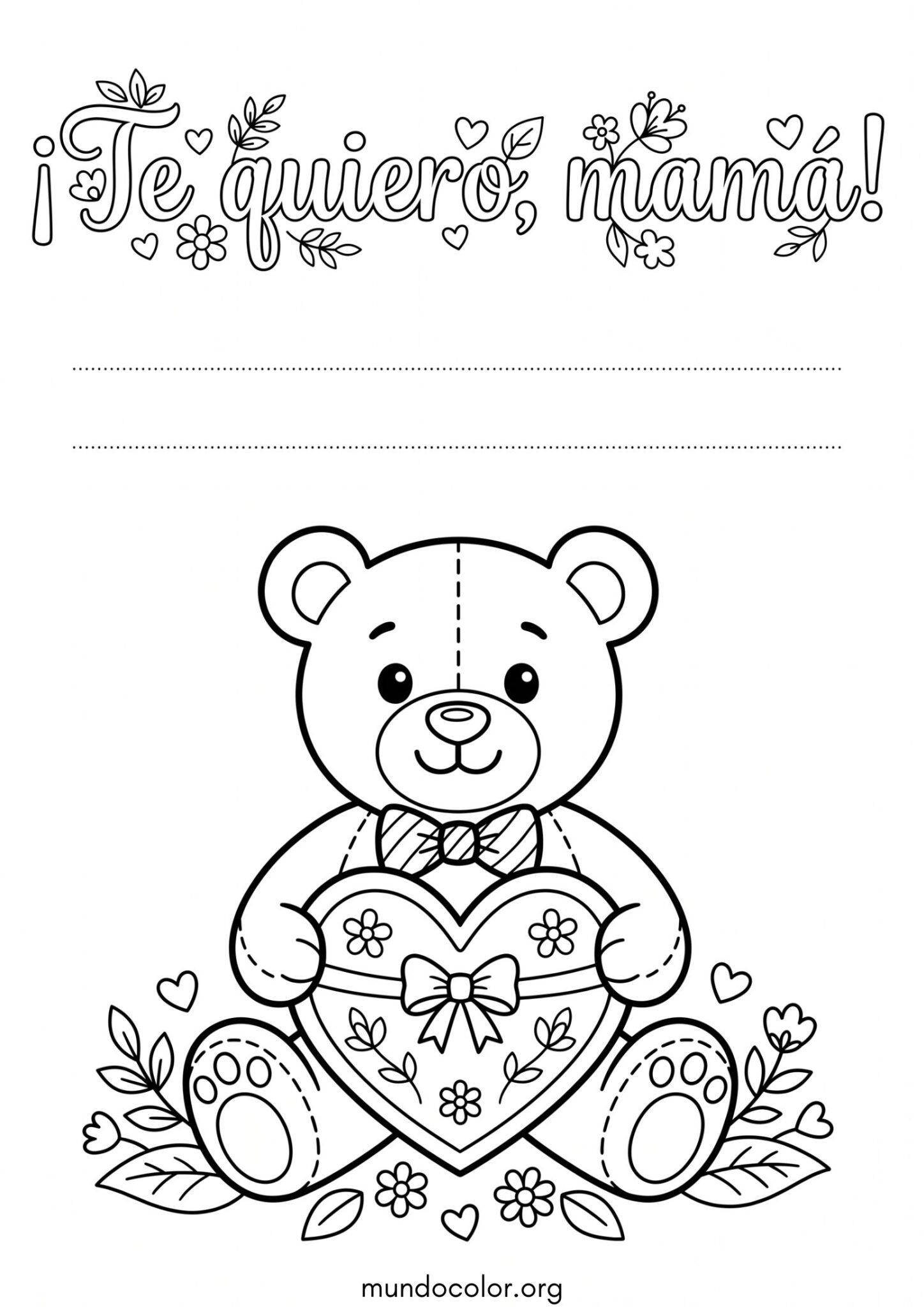 Dibujo de Tarjeta «Te quiero, mamá» para colorear