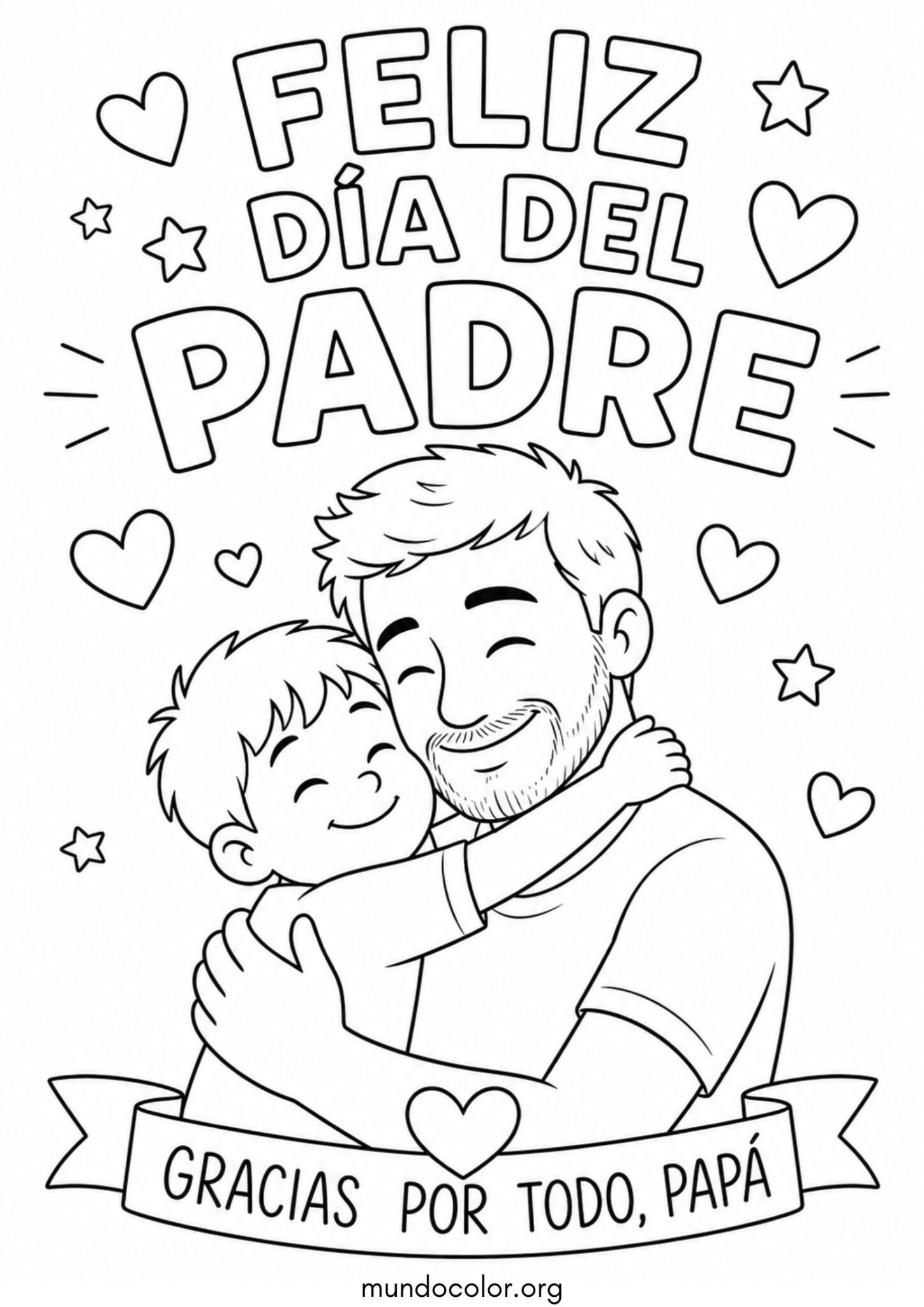 Dibujo de Tarjeta del Día del Padre para colorear