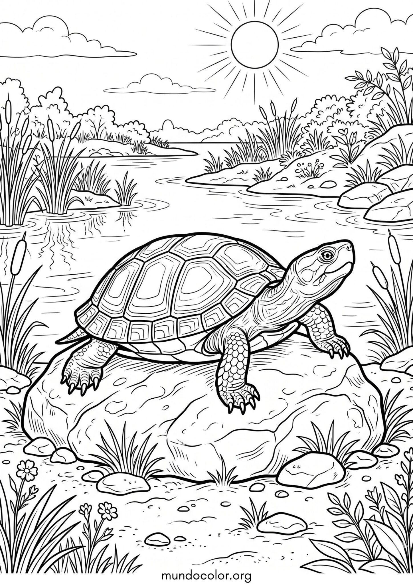Dibujo de Tortuga de agua dulce para imprimir Dibujo de Tortuga de agua dulce para colorear