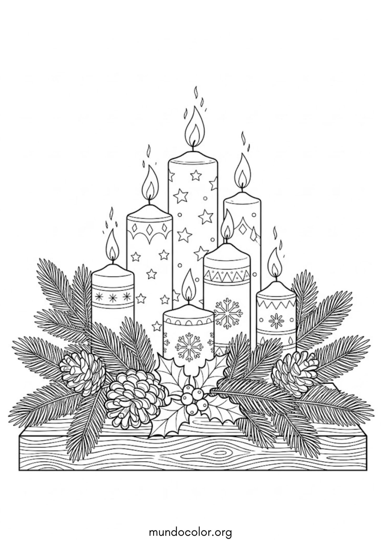 Dibujo de Velas de Navidad para colorear