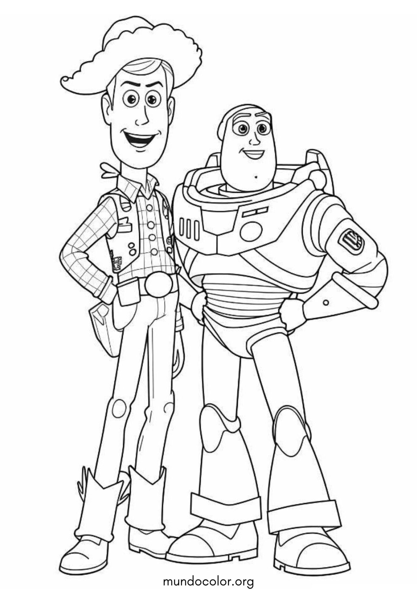 Dibujo de Woody y Buzz (Toy Story) para colorear