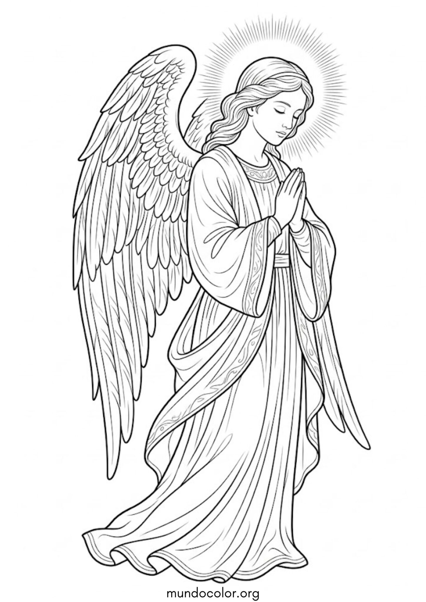 Dibujo de Ángel rezando para colorear