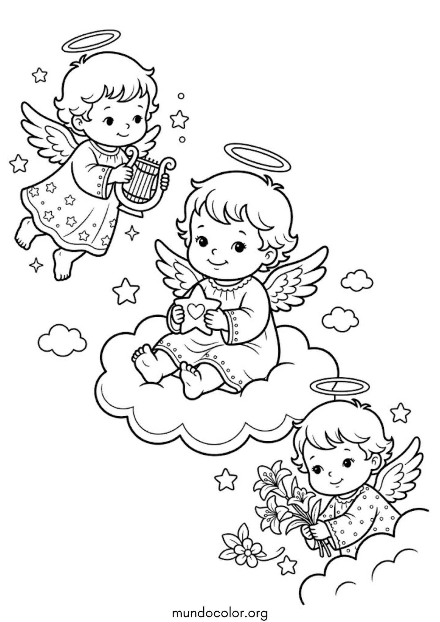 Dibujo de Ángeles infantiles para colorear