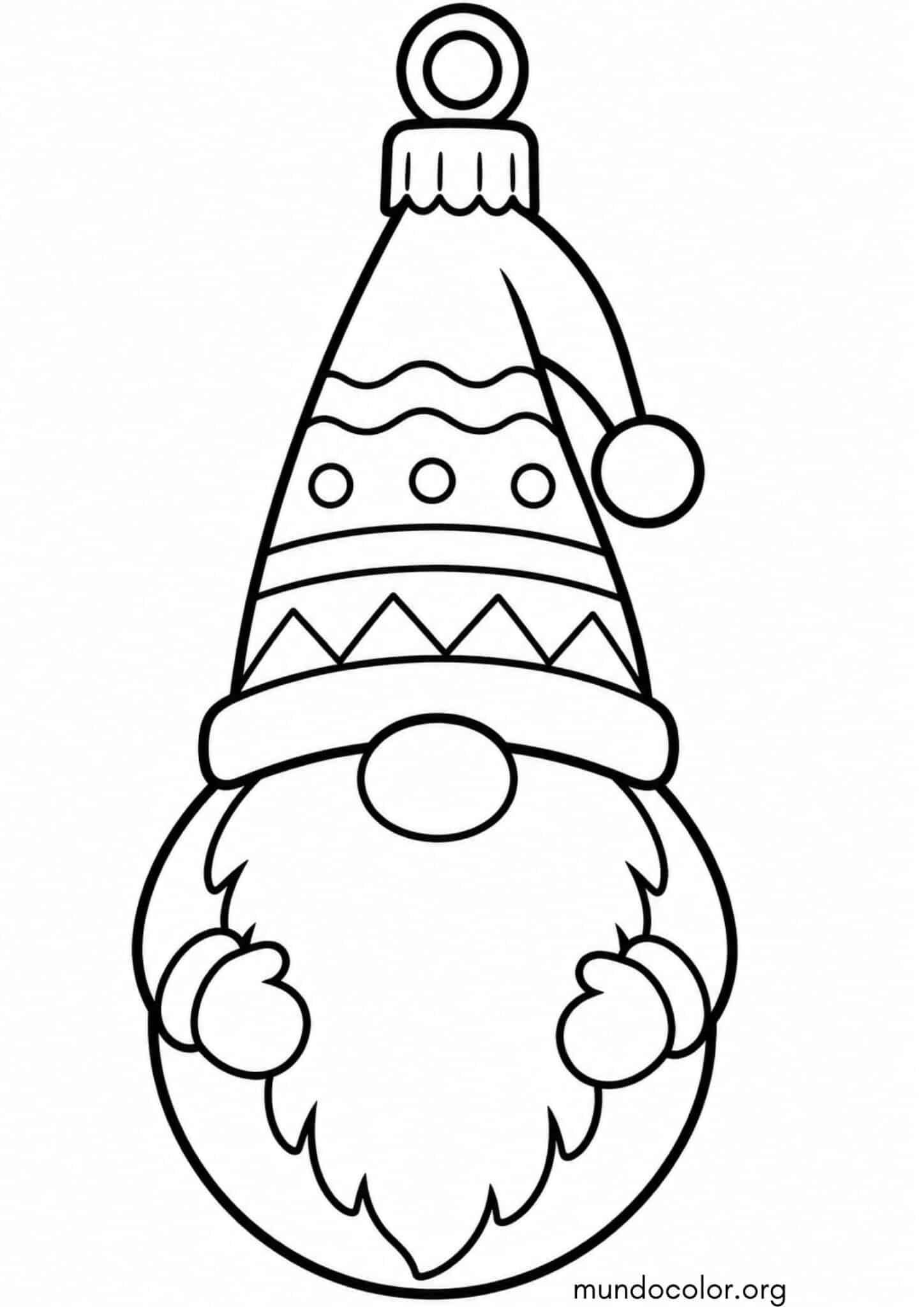 Dibujo de Adorno de Navidad con forma de gnomo para colorear