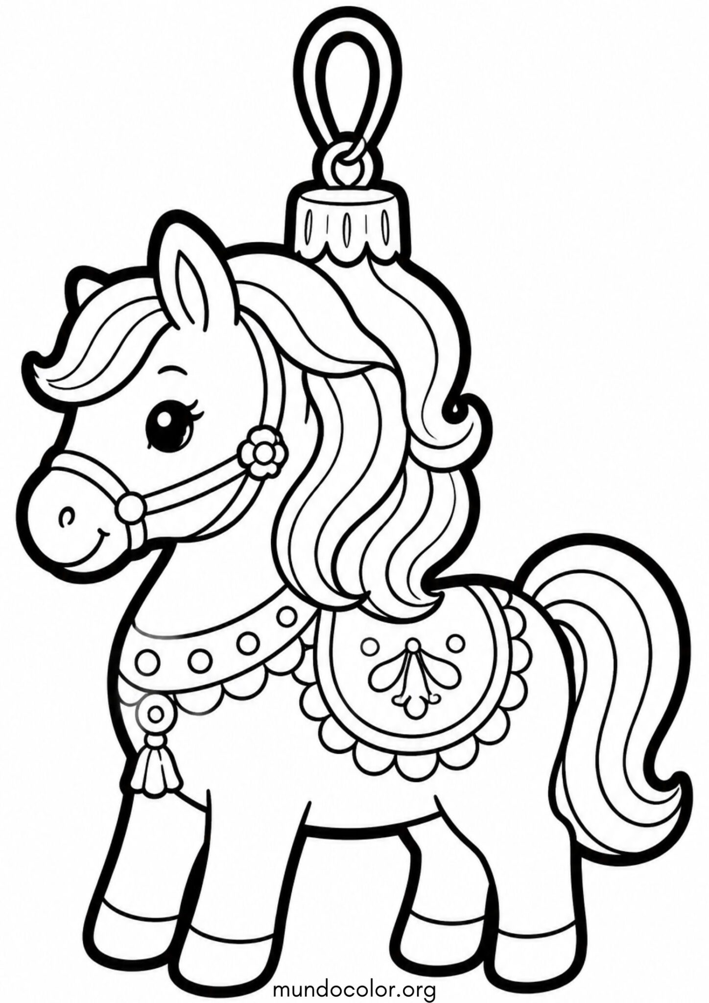 Dibujo de Adorno navideño con forma de caballito para colorear