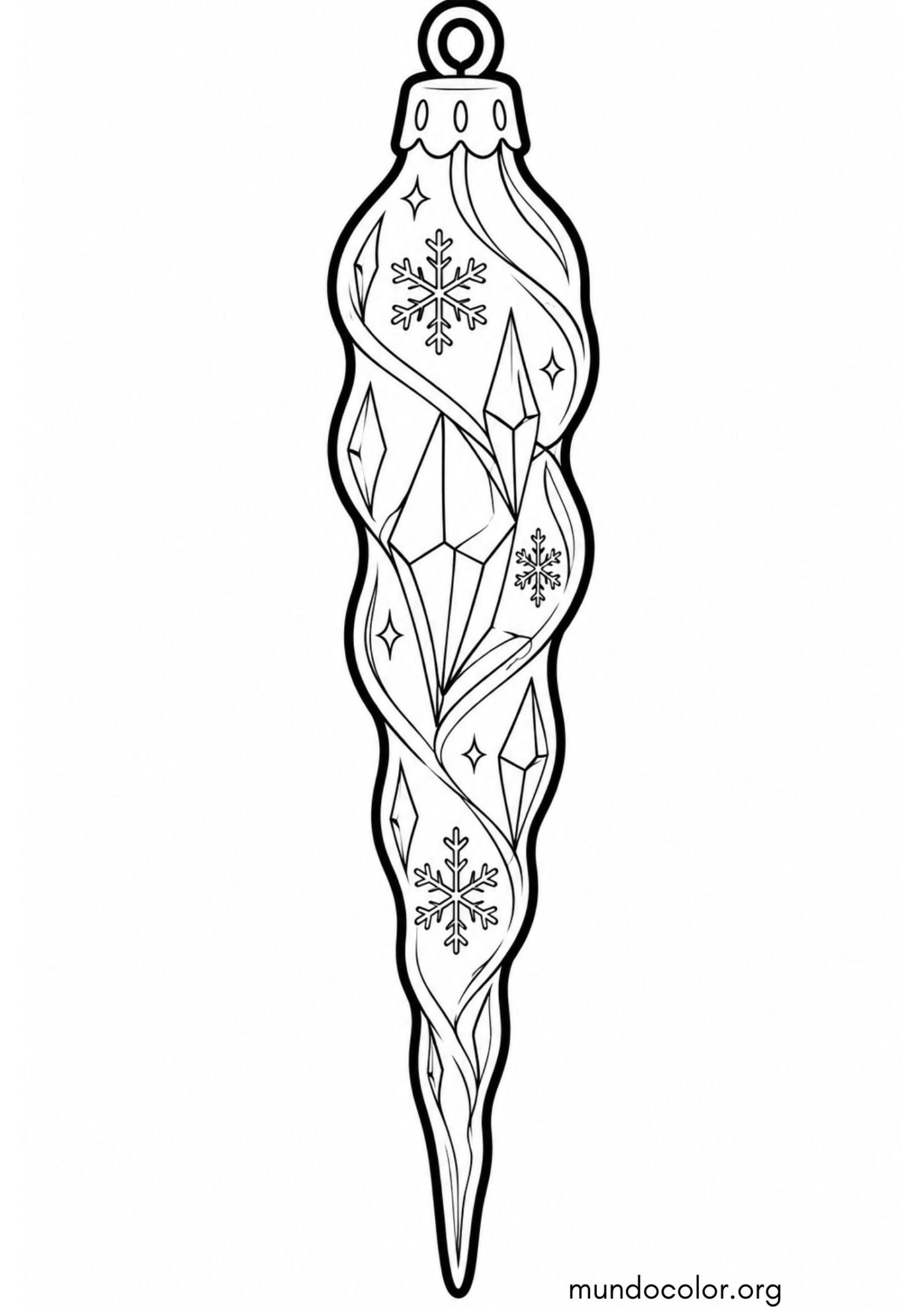Dibujo de Adorno navideño con forma de carámbano de hielo para colorear